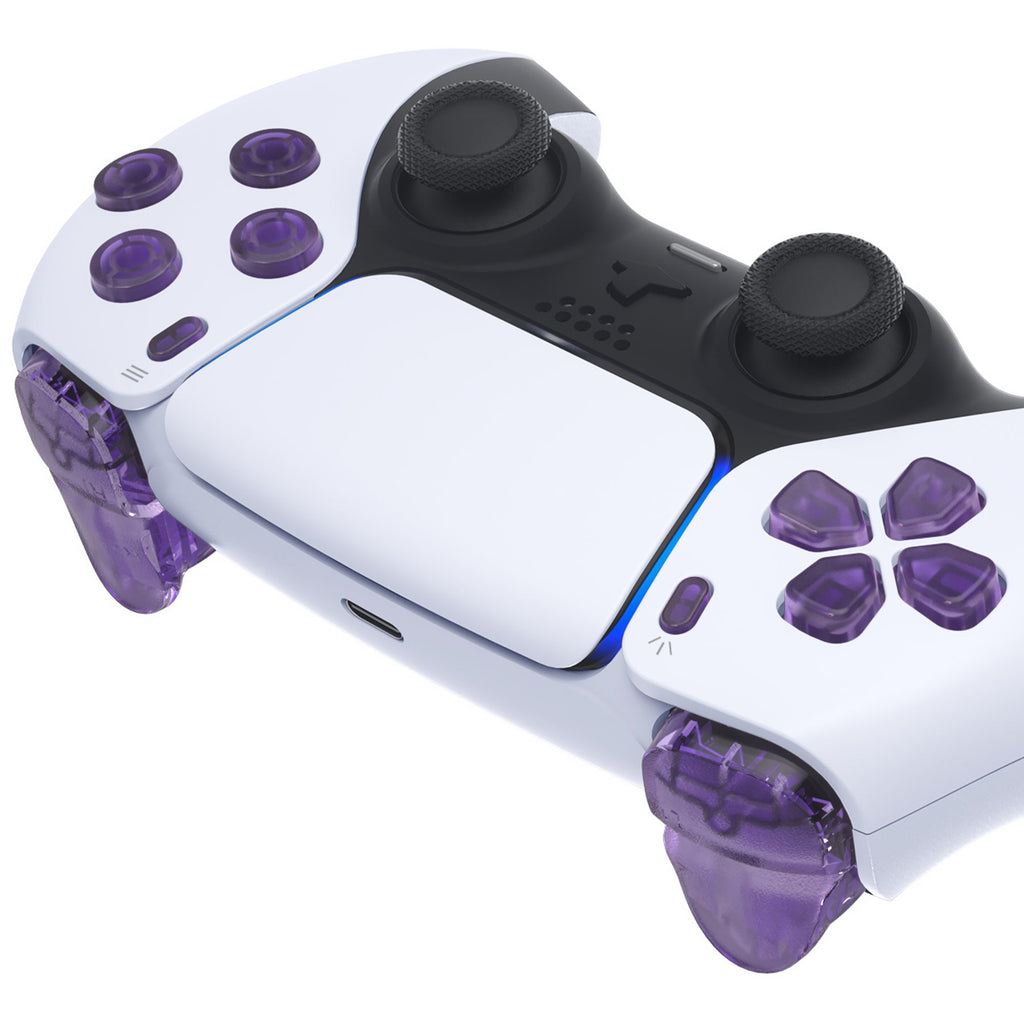 eXtremeRate Replacement Full Set Buttons Compatible with PS5 Controller BDM-010/020 - Clear Atomic Purple eXtremeRate