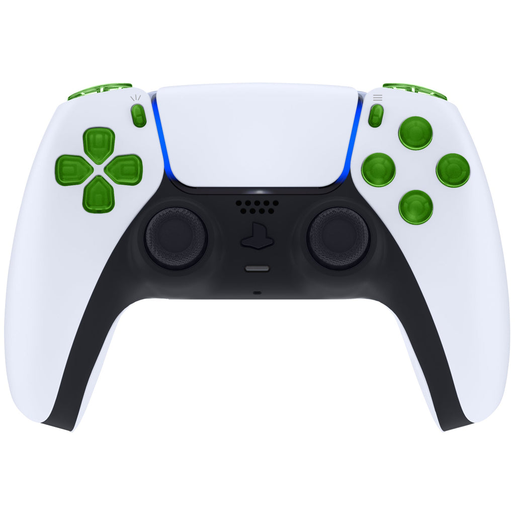 eXtremeRate Replacement Full Set Buttons Compatible with PS5 Controller BDM-010/020 - Clear Green eXtremeRate