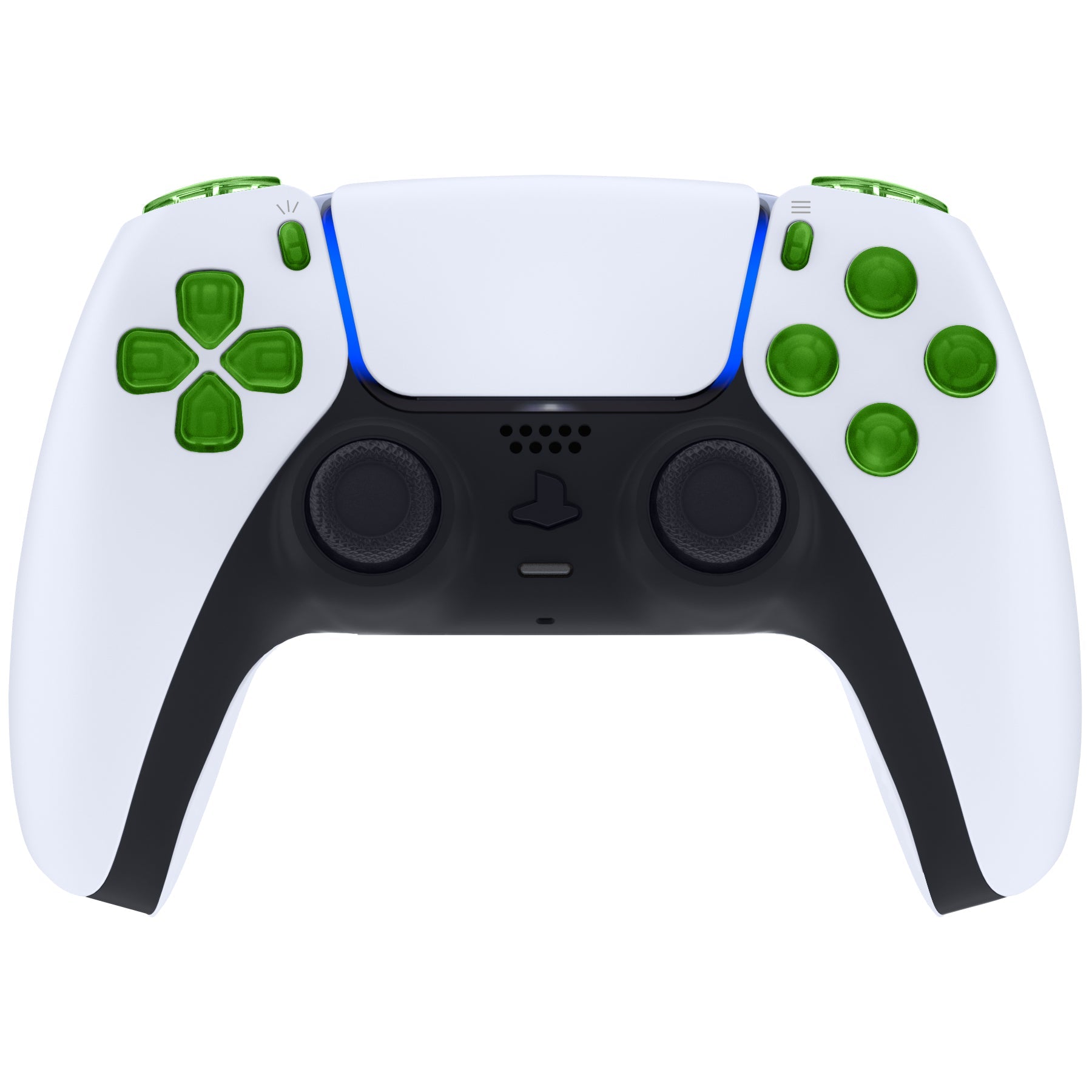 eXtremeRate Replacement Full Set Buttons Compatible with PS5 Controller BDM-010/020 - Clear Green eXtremeRate