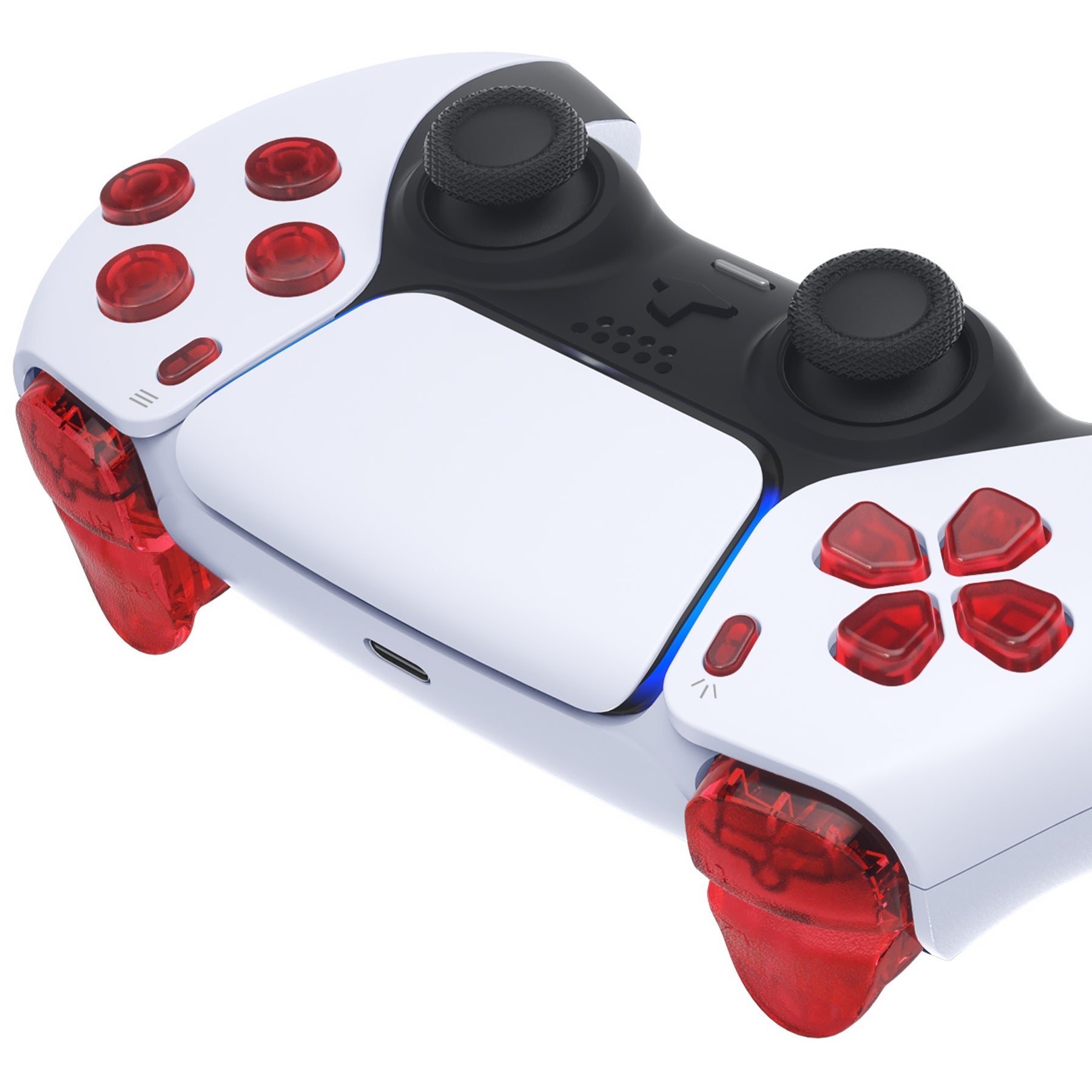 eXtremeRate Replacement Full Set Buttons Compatible with PS5 Controller BDM-010/020 - Clear Red eXtremeRate