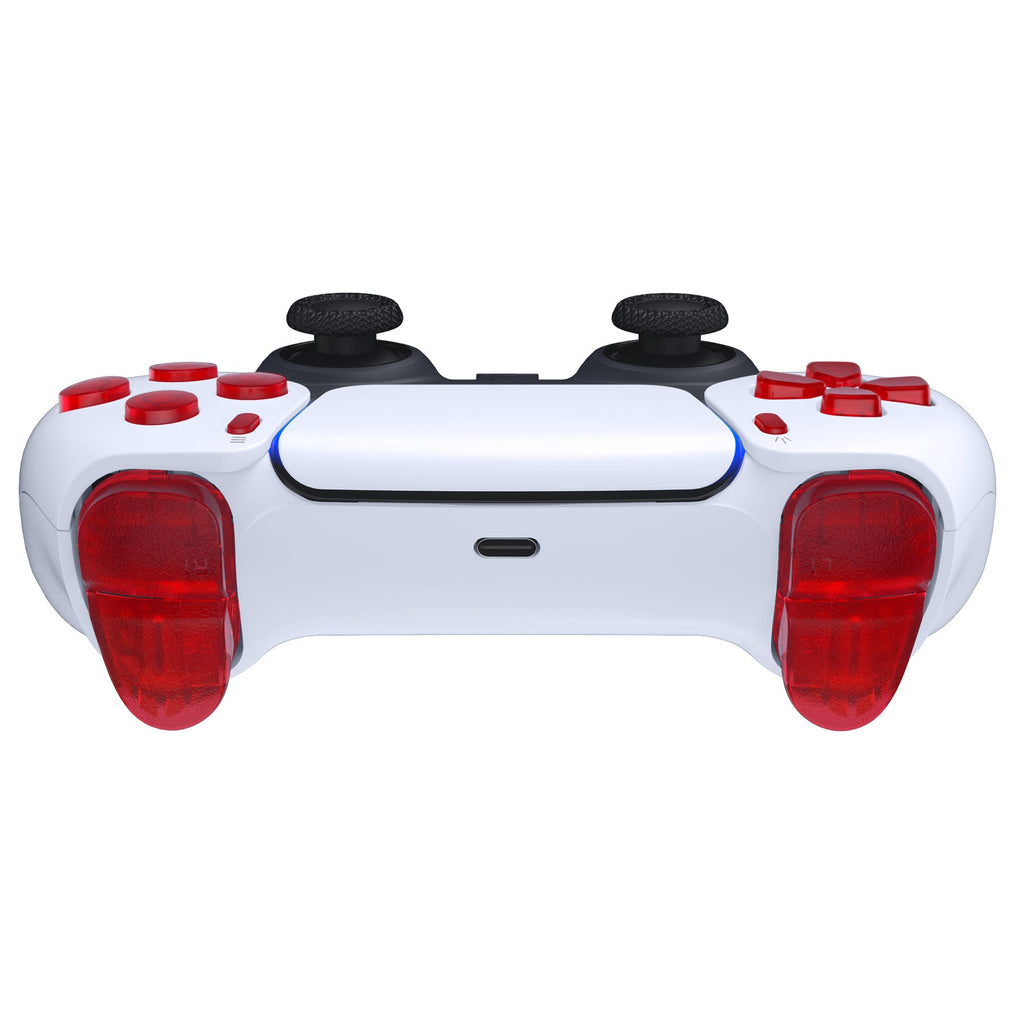 eXtremeRate Replacement Full Set Buttons Compatible with PS5 Controller BDM-010/020 - Clear Red eXtremeRate