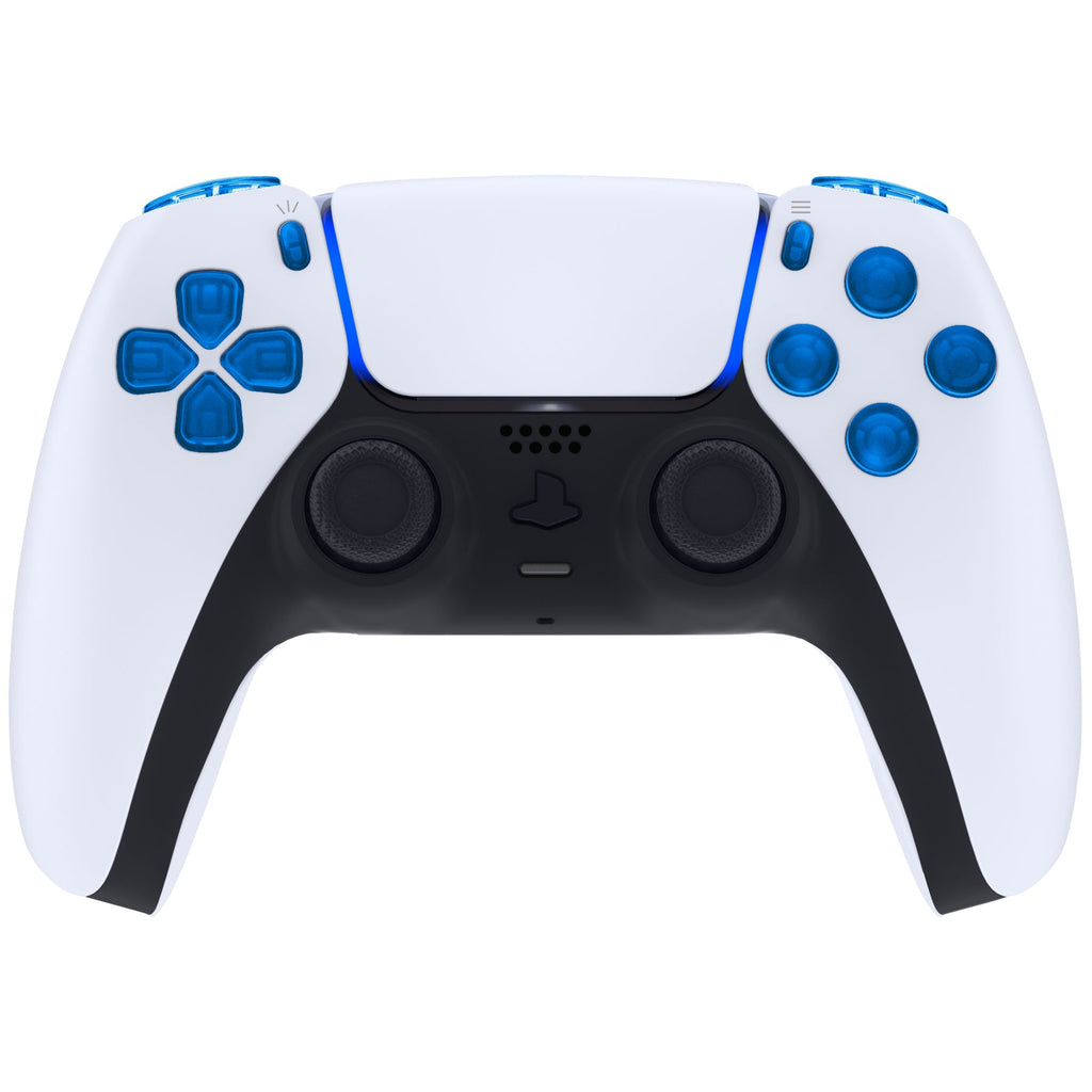 eXtremeRate Replacement Full Set Buttons Compatible with PS5 Controller BDM-010/020 - Clear Blue eXtremeRate
