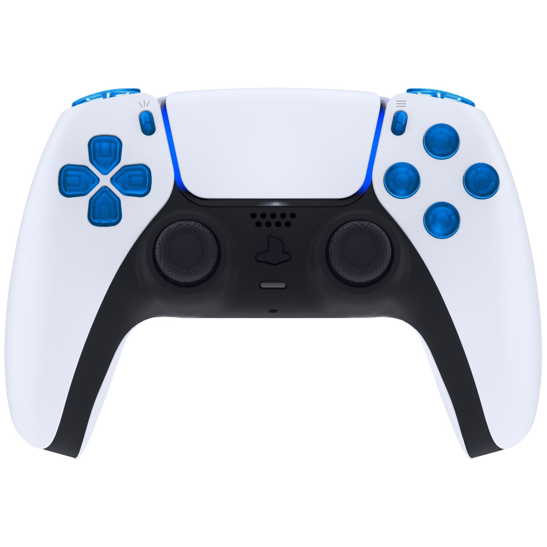 eXtremeRate Replacement Full Set Buttons Compatible with PS5 Controller BDM-010/020 - Clear Blue eXtremeRate