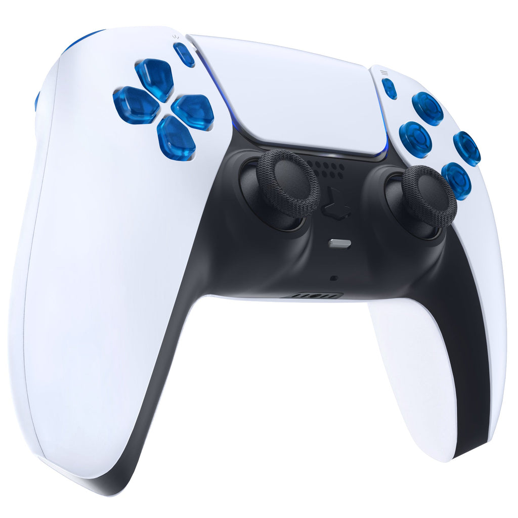 eXtremeRate Replacement Full Set Buttons Compatible with PS5 Controller BDM-010/020 - Clear Blue eXtremeRate