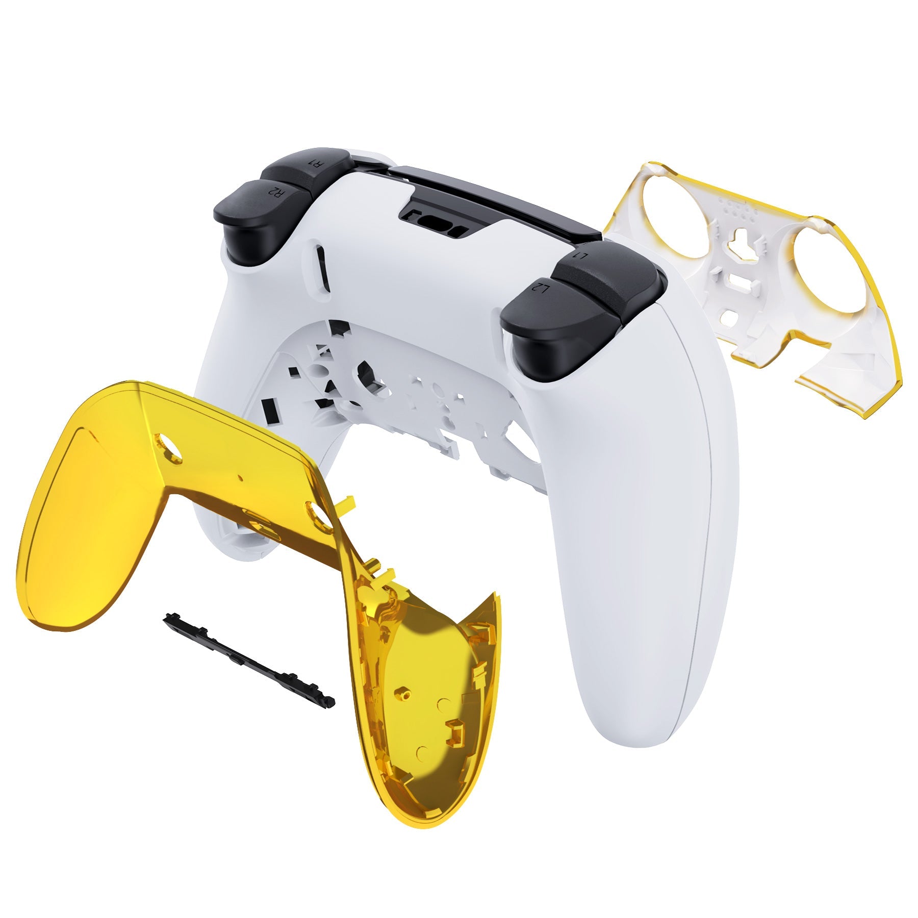 eXtremeRate Replacement Top Bottom Decorative Trim Shell Compatible with PS5 Edge Controller - Chrome Gold eXtremeRate
