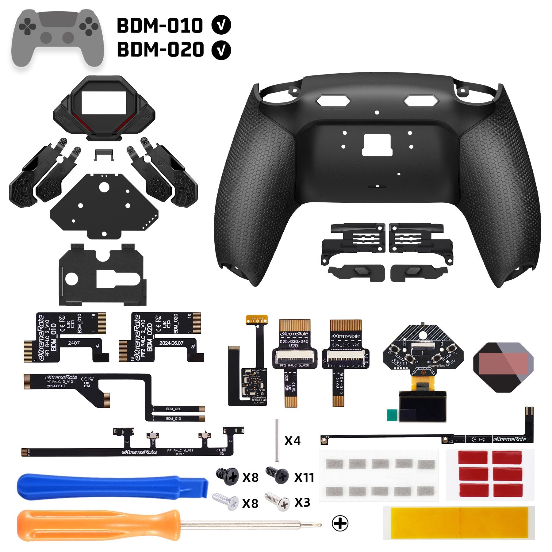 eXtremeRate SPARK Back Paddles Kit with OLED Display & Clicky Trigger Stops & Ergonomic Grips for PS5 Controller BDM-010/020 - Rubberized Black eXtremeRate