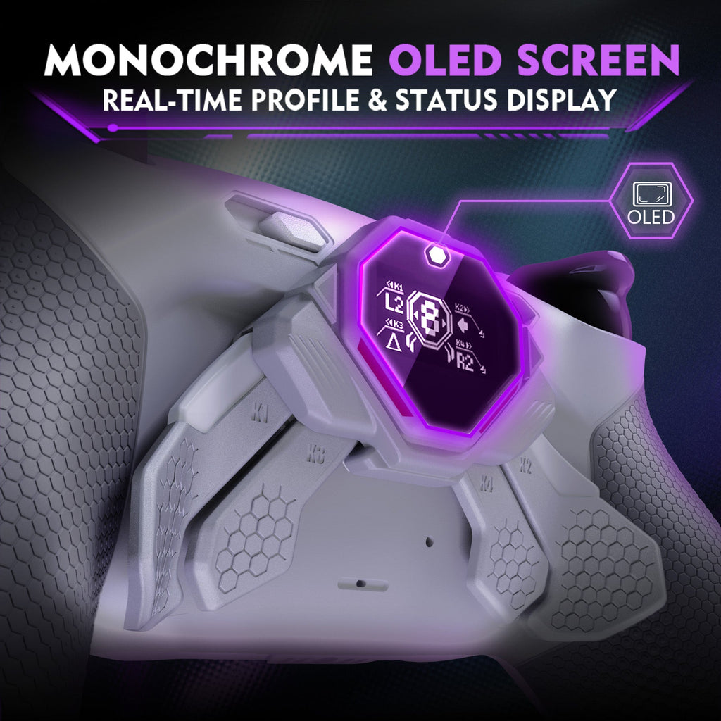 eXtremeRate SPARK Back Paddles Kit with OLED Display & Clicky Trigger Stops & Ergonomic Grips for PS5 Controller BDM-030/040/050 - Rubberized New Hope Gray & Classic Gray eXtremeRate