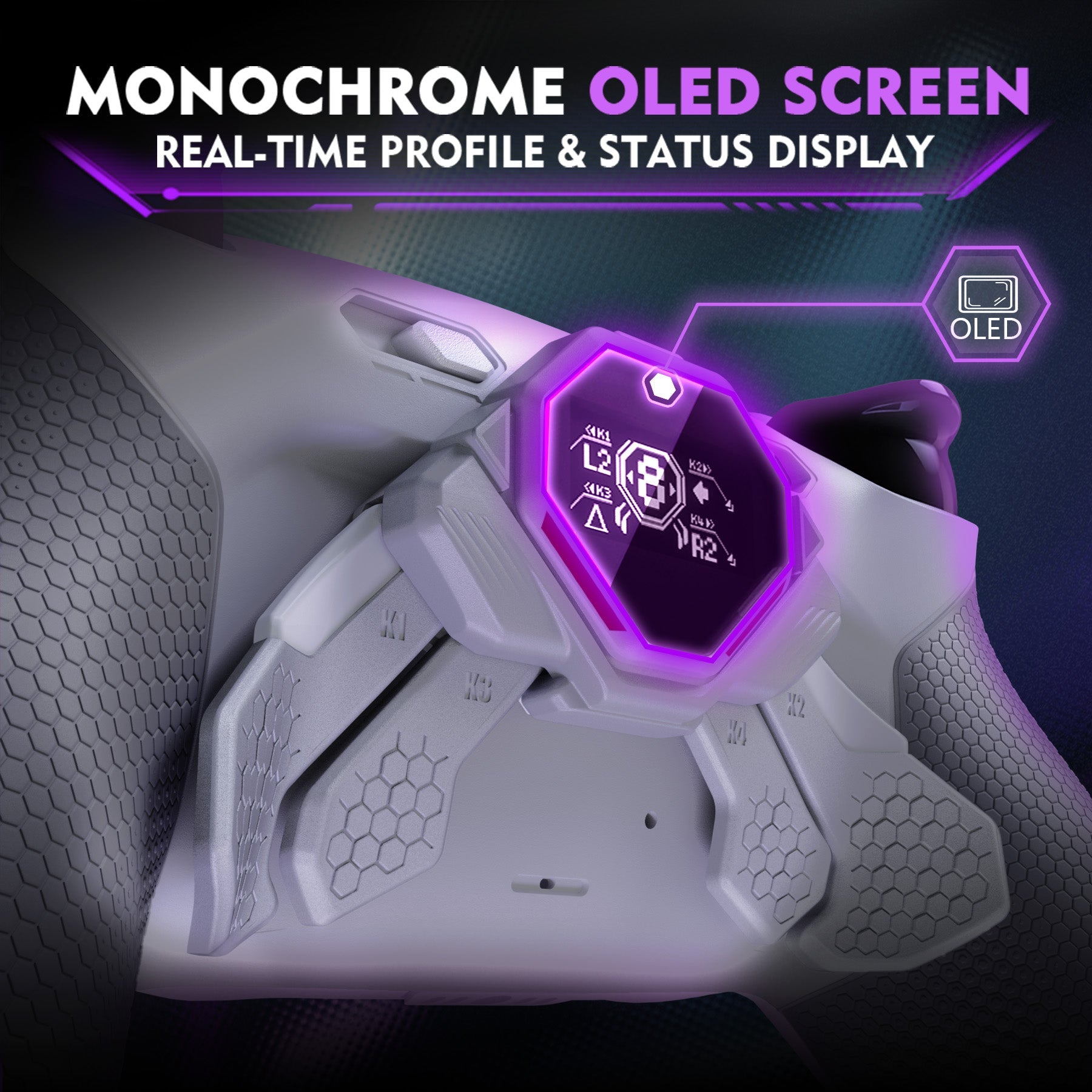 eXtremeRate SPARK Back Paddles Kit with OLED Display & Clicky Trigger Stops & Ergonomic Grips for PS5 Controller BDM-030/040/050 - Rubberized New Hope Gray & Classic Gray eXtremeRate