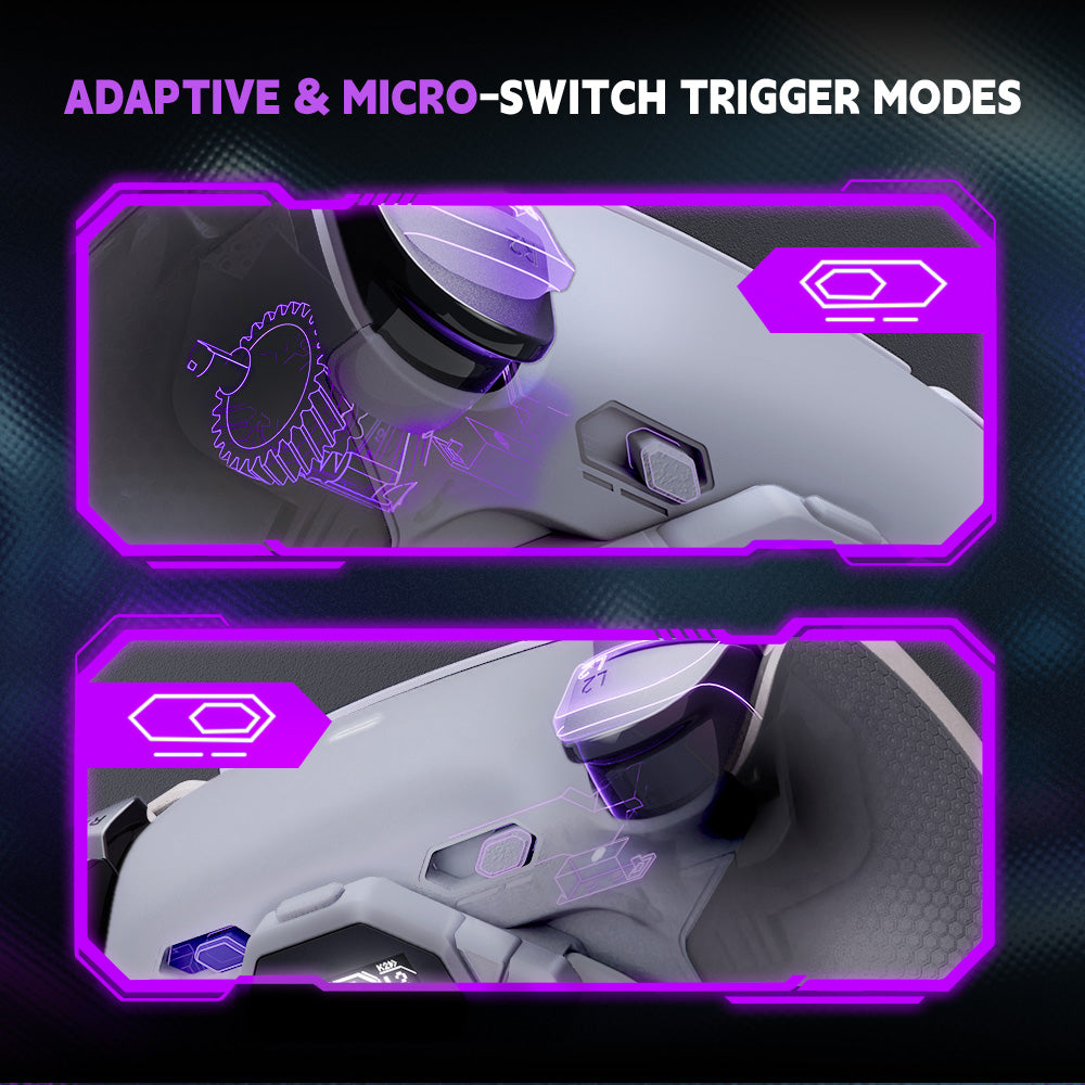 eXtremeRate SPARK Back Paddles Kit with OLED Display & Clicky Trigger Stops & Ergonomic Grips for PS5 Controller BDM-030/040/050 - Rubberized New Hope Gray & Classic Gray eXtremeRate