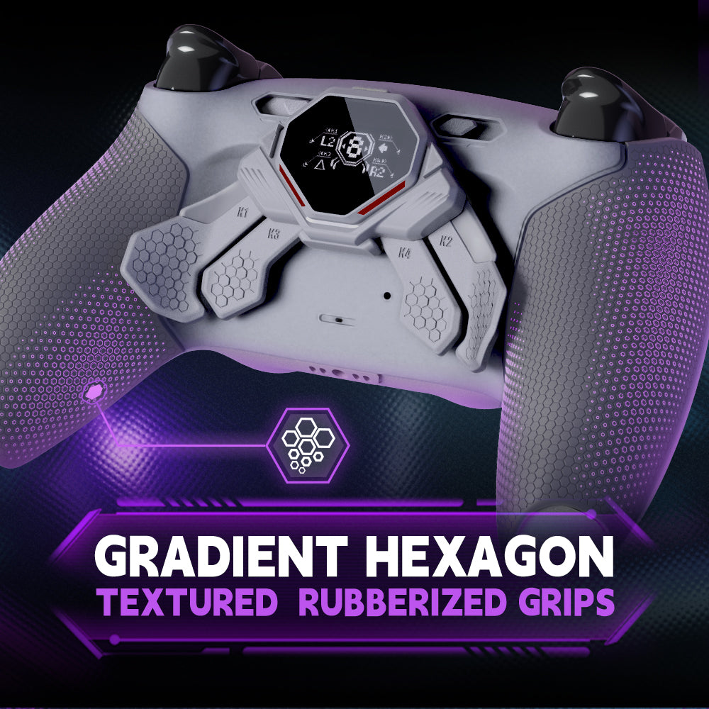 eXtremeRate SPARK Back Paddles Kit with OLED Display & Clicky Trigger Stops & Ergonomic Grips for PS5 Controller BDM-030/040/050 - Rubberized New Hope Gray & Classic Gray eXtremeRate