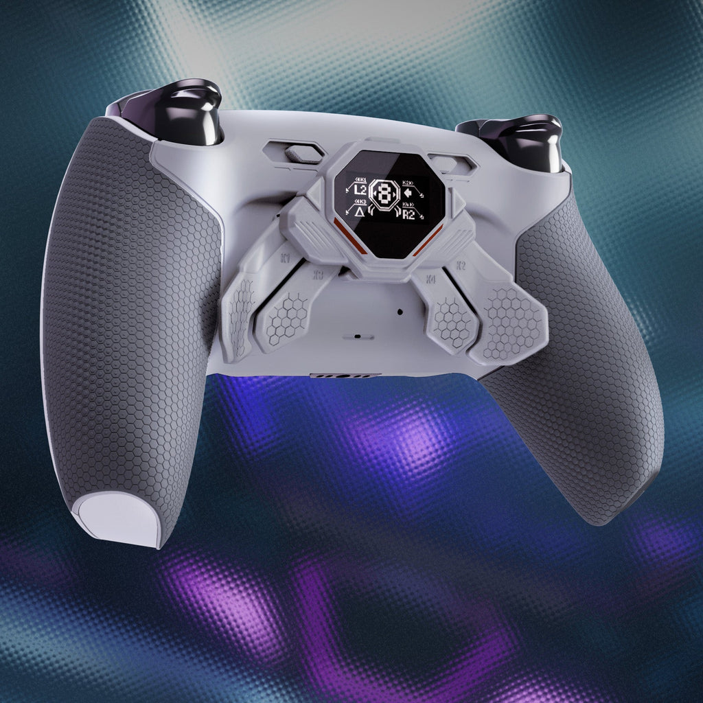 eXtremeRate SPARK Back Paddles Kit with OLED Display & Clicky Trigger Stops & Ergonomic Grips for PS5 Controller BDM-030/040/050 - Rubberized New Hope Gray & Classic Gray eXtremeRate