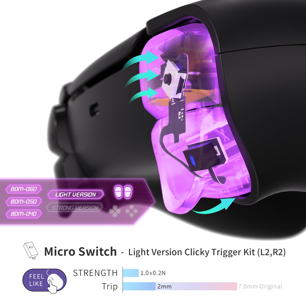 eXtremeRate Shoulder Buttons Micro Switch - Light Version Tactile Clicky Hair Trigger Kit V2 for PS5 Controller BDM-040/050/060 eXtremeRate