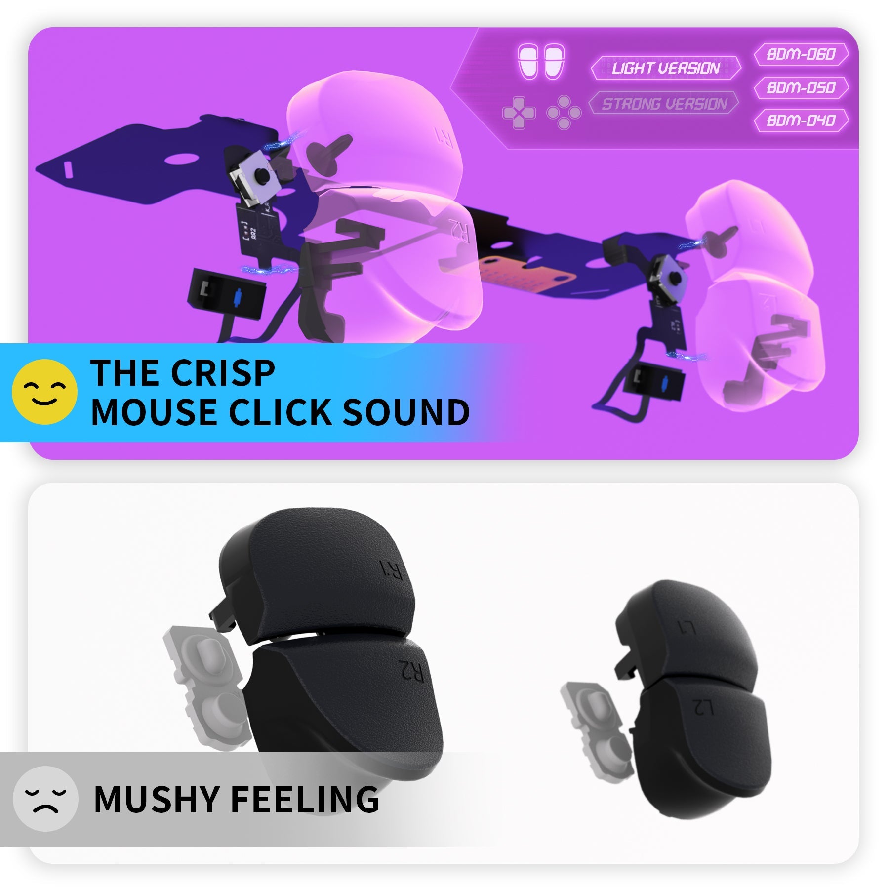 eXtremeRate Shoulder Buttons Micro Switch - Light Version Tactile Clicky Hair Trigger Kit V2 for PS5 Controller BDM-040/050/060 eXtremeRate