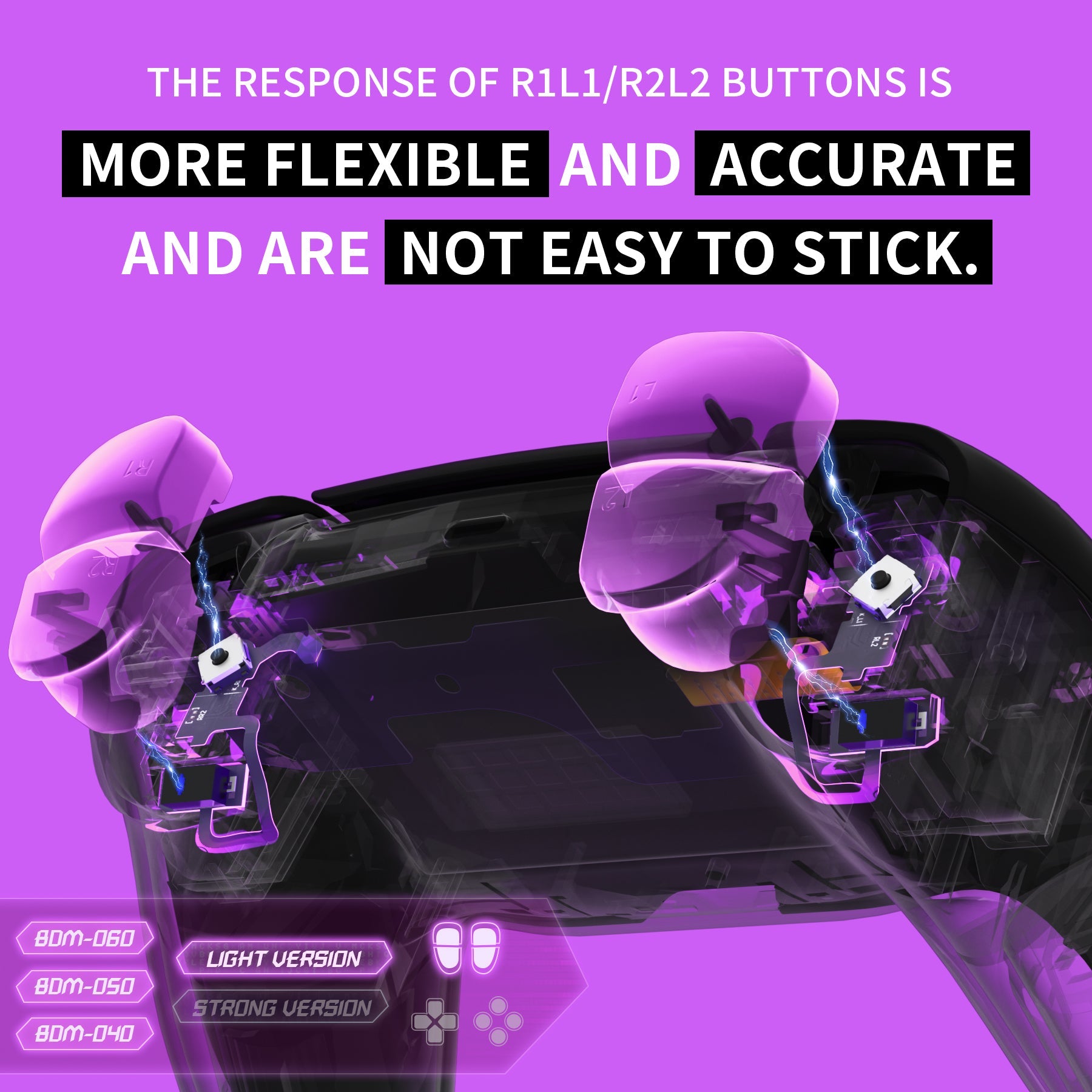eXtremeRate Shoulder Buttons Micro Switch - Light Version Tactile Clicky Hair Trigger Kit V2 for PS5 Controller BDM-040/050/060 eXtremeRate