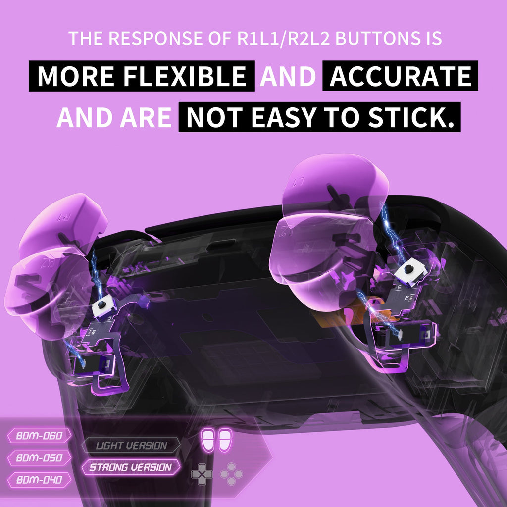 eXtremeRate Shoulder Buttons Micro Switch - Strong Version Tactile Clicky Hair Trigger Kit V2 for PS5 Controller BDM-040/050/060 eXtremeRate