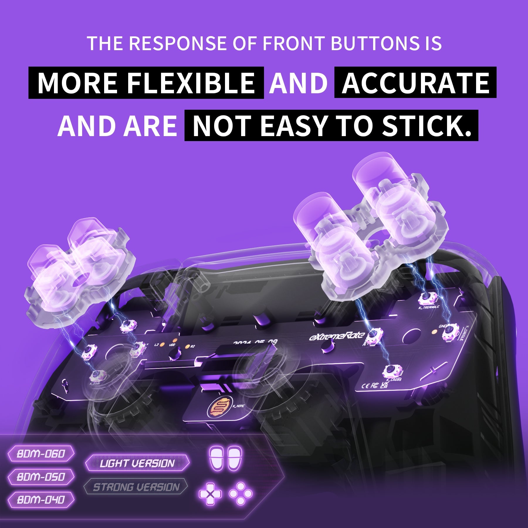 eXtremeRate Whole Set - Light Version Clicky Kit V2 for PS5 Controller BDM-040/050/060 Shoulder Face Buttons, Micro Switch L2R2 Clicky Hair Trigger Kit and Tactile L1R1 Face Buttons Mouse Click for PS5 Controller eXtremeRate