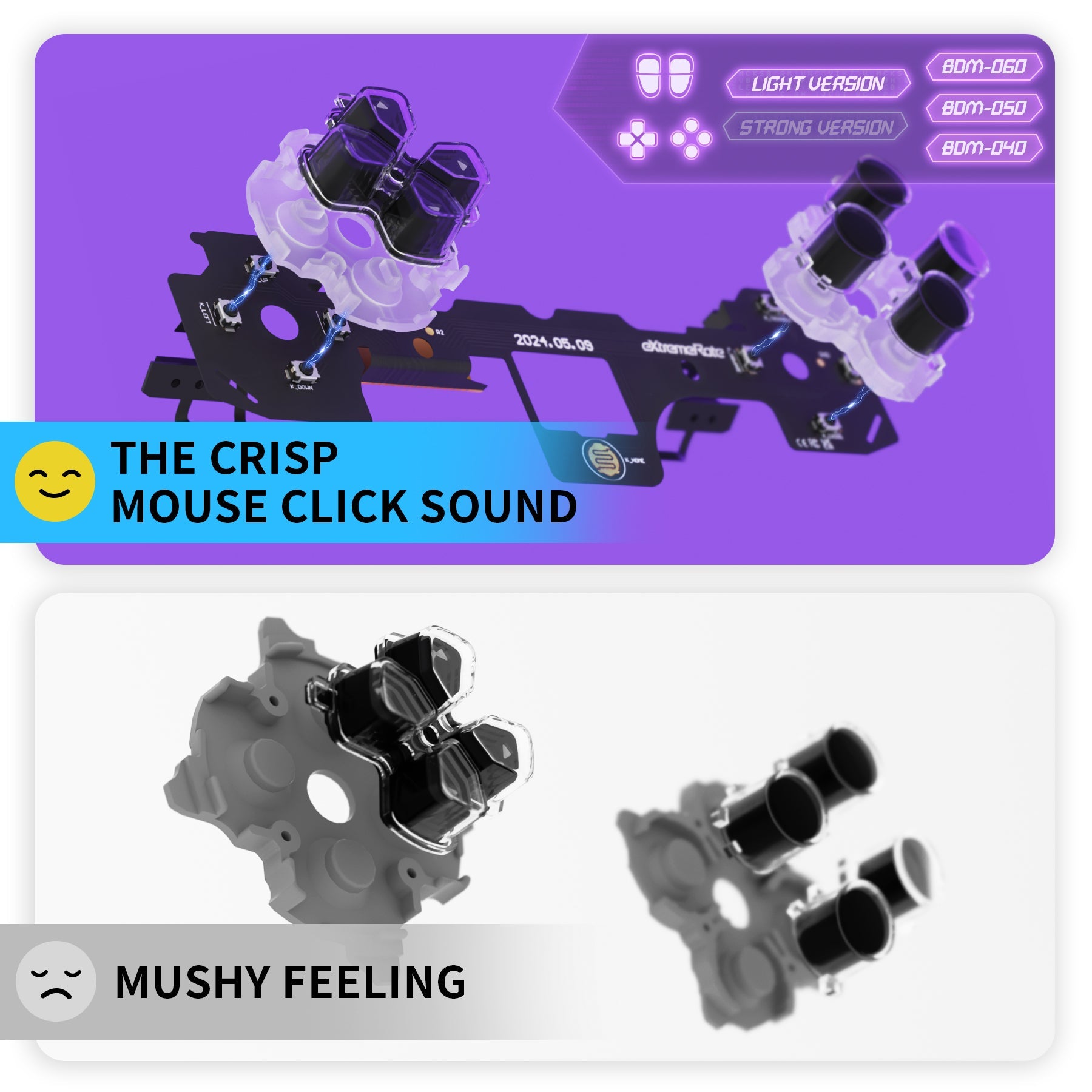 eXtremeRate Whole Set - Light Version Clicky Kit V2 for PS5 Controller BDM-040/050/060 Shoulder Face Buttons, Micro Switch L2R2 Clicky Hair Trigger Kit and Tactile L1R1 Face Buttons Mouse Click for PS5 Controller eXtremeRate