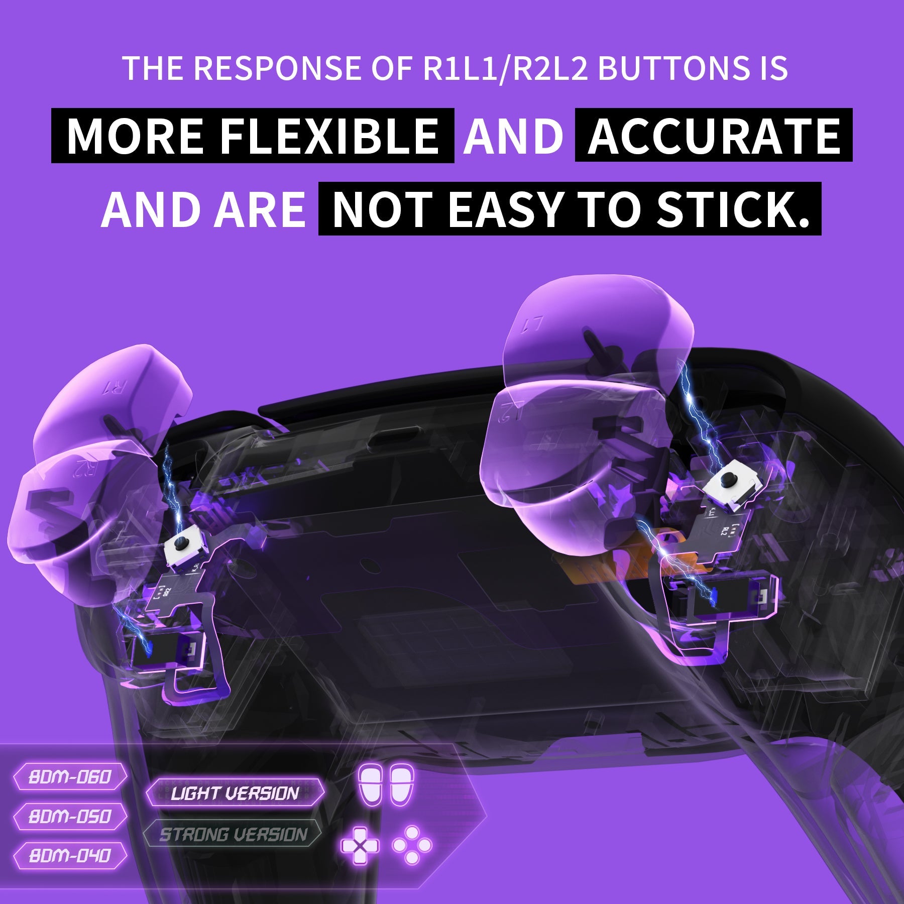 eXtremeRate Whole Set - Light Version Clicky Kit V2 for PS5 Controller BDM-040/050/060 Shoulder Face Buttons, Micro Switch L2R2 Clicky Hair Trigger Kit and Tactile L1R1 Face Buttons Mouse Click for PS5 Controller eXtremeRate