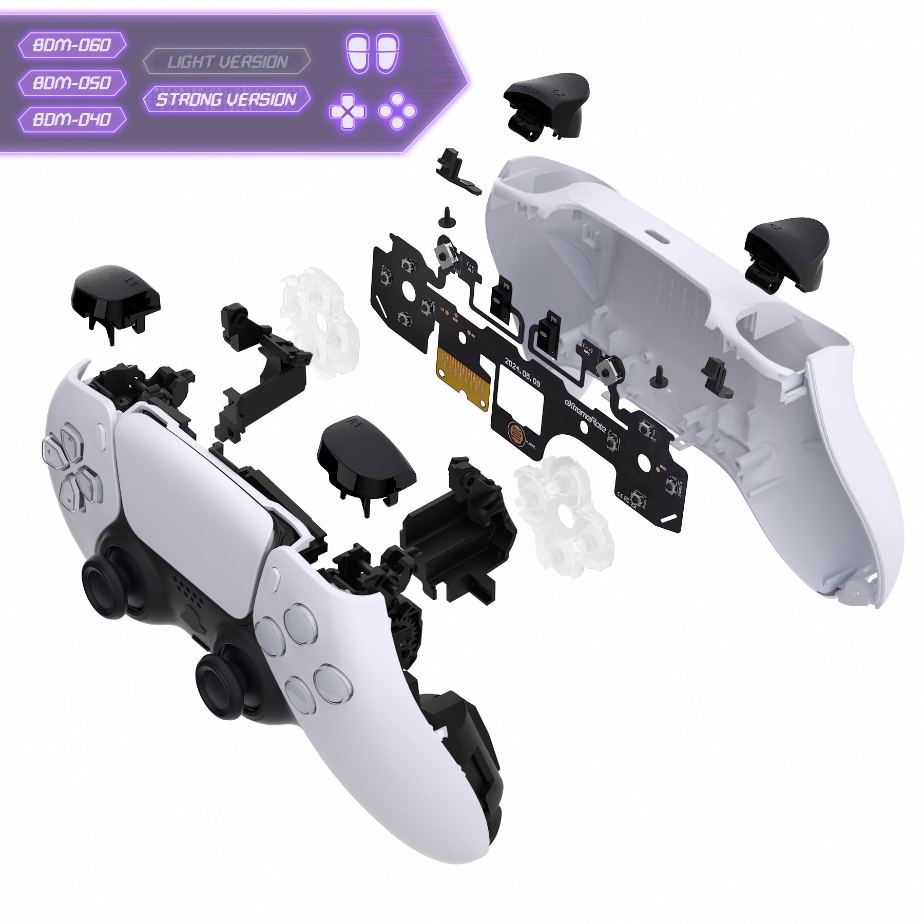 eXtremeRate Whole Set - Strong Version Clicky Kit V2 for PS5 Controller BDM-040/050/060 Shoulder Face Buttons, Micro Switch L2R2 Clicky Hair Trigger Kit and Tactile L1R1 Face Buttons Mouse Click for PS5 Controller eXtremeRate