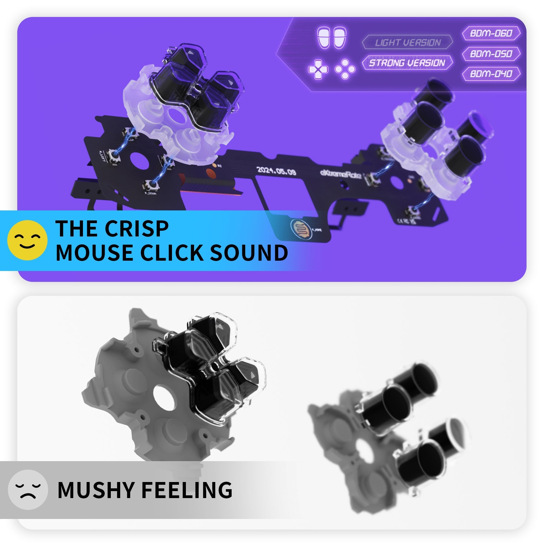 eXtremeRate Whole Set - Strong Version Clicky Kit V2 for PS5 Controller BDM-040/050/060 Shoulder Face Buttons, Micro Switch L2R2 Clicky Hair Trigger Kit and Tactile L1R1 Face Buttons Mouse Click for PS5 Controller eXtremeRate