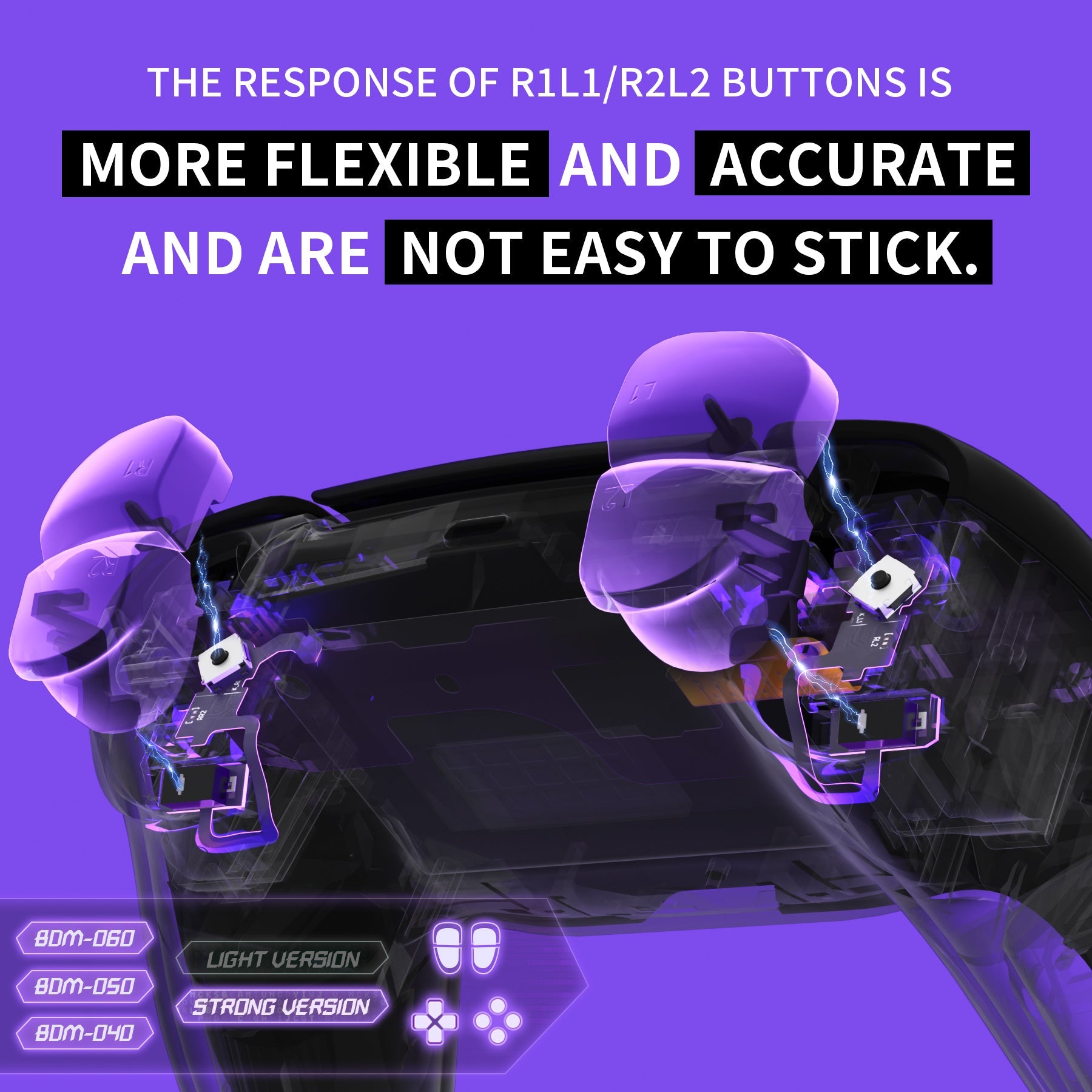 eXtremeRate Whole Set - Strong Version Clicky Kit V2 for PS5 Controller BDM-040/050/060 Shoulder Face Buttons, Micro Switch L2R2 Clicky Hair Trigger Kit and Tactile L1R1 Face Buttons Mouse Click for PS5 Controller eXtremeRate