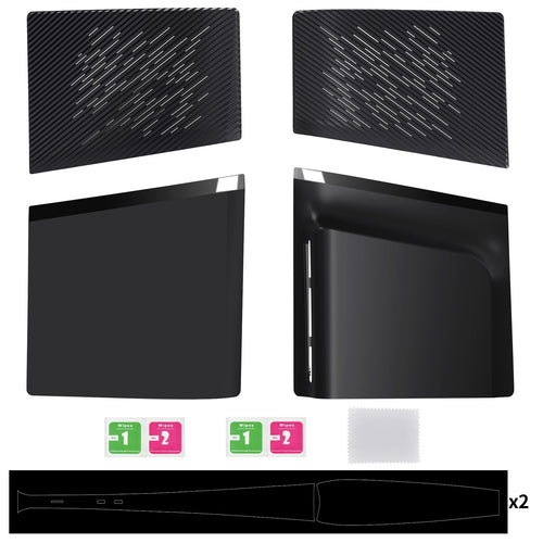 eXtremeRate eXcover Replacement Top Bottom Cover Side Panel with Cooling Vent for PS5 Slim Disc Edition Console - Black eXtremeRate