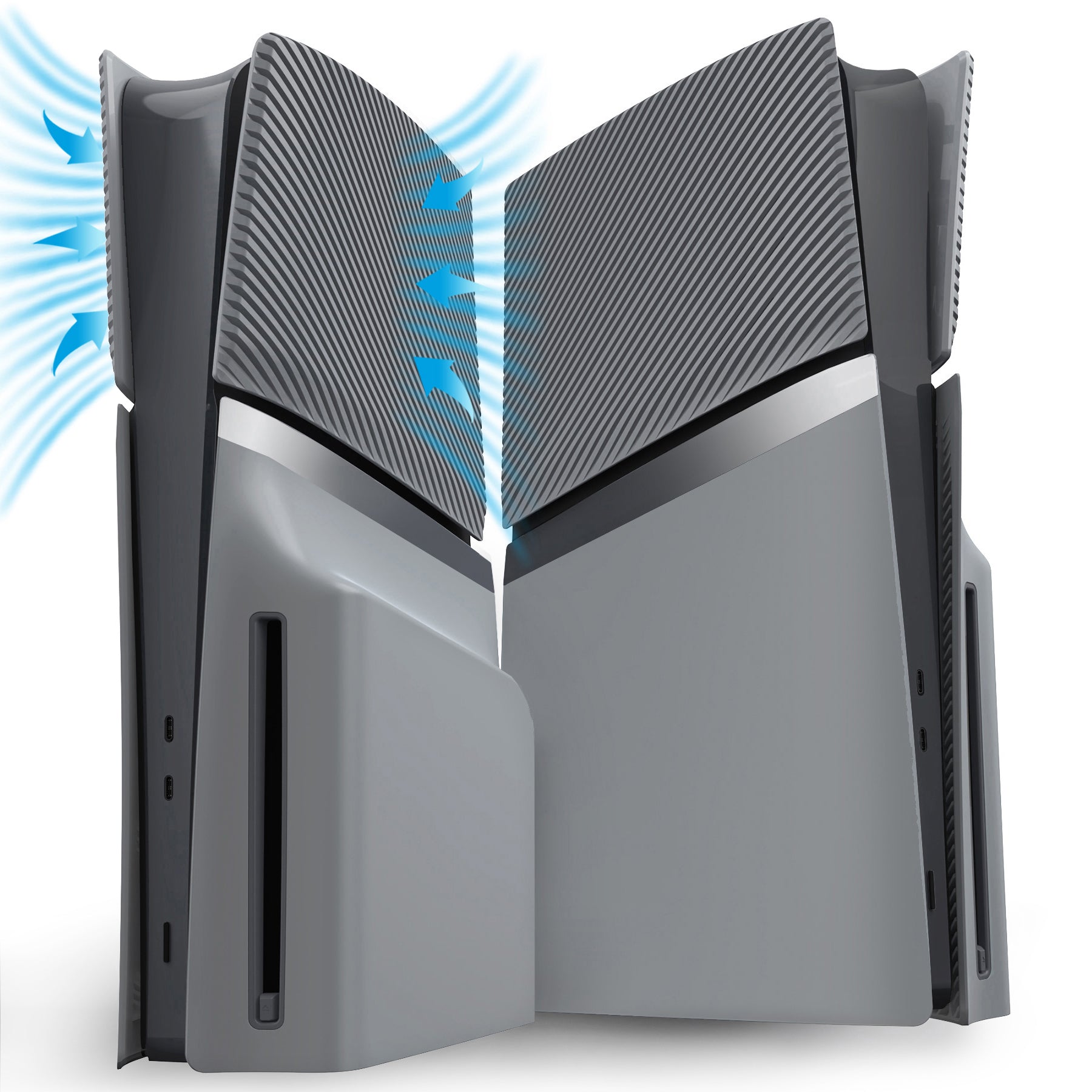 eXtremeRate eXcover Replacement Top Bottom Cover Side Panel with Cooling Vent for PS5 Slim Disc Edition Console - New Hope Gray eXtremeRate