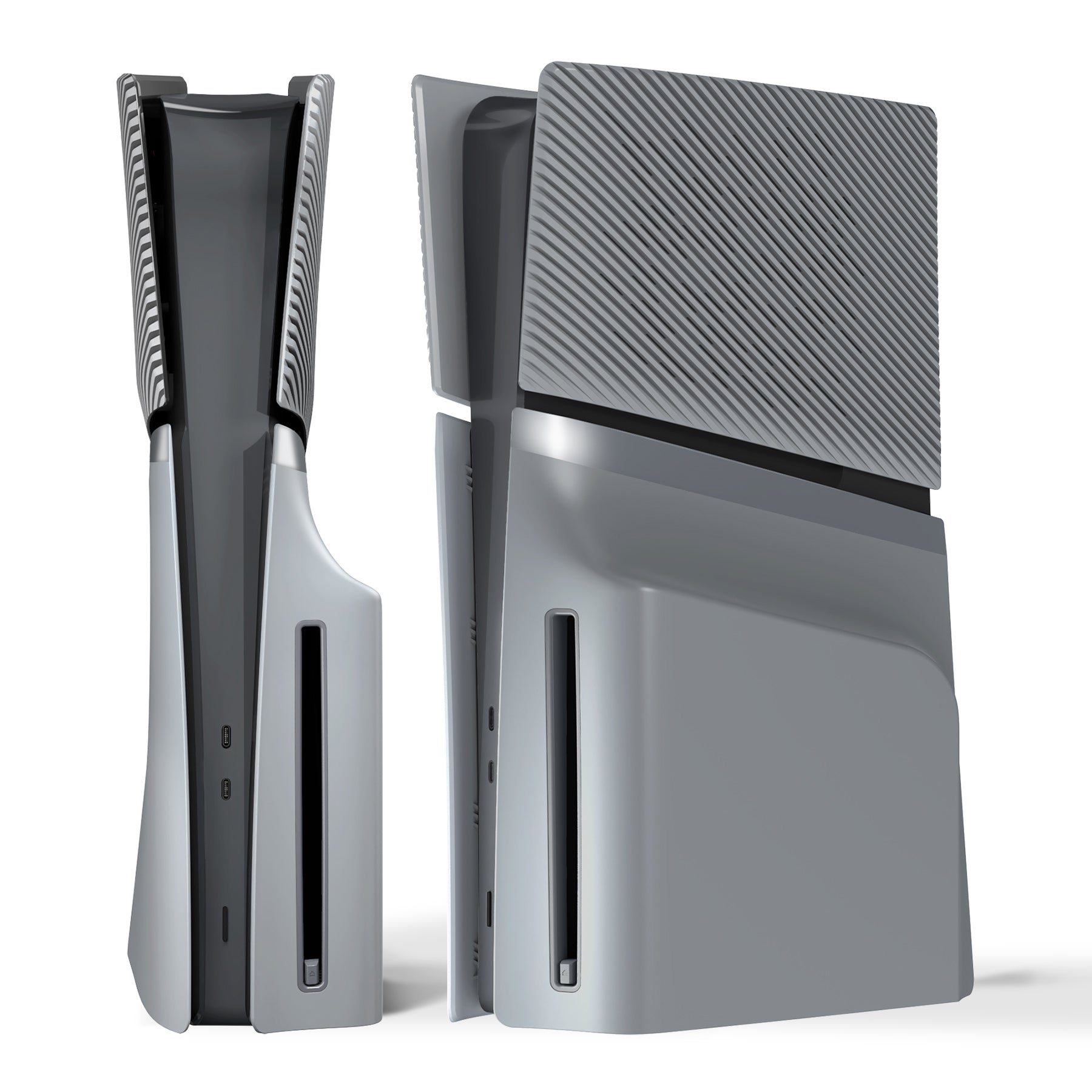 eXtremeRate eXcover Replacement Top Bottom Cover Side Panel with Cooling Vent for PS5 Slim Disc Edition Console - New Hope Gray eXtremeRate