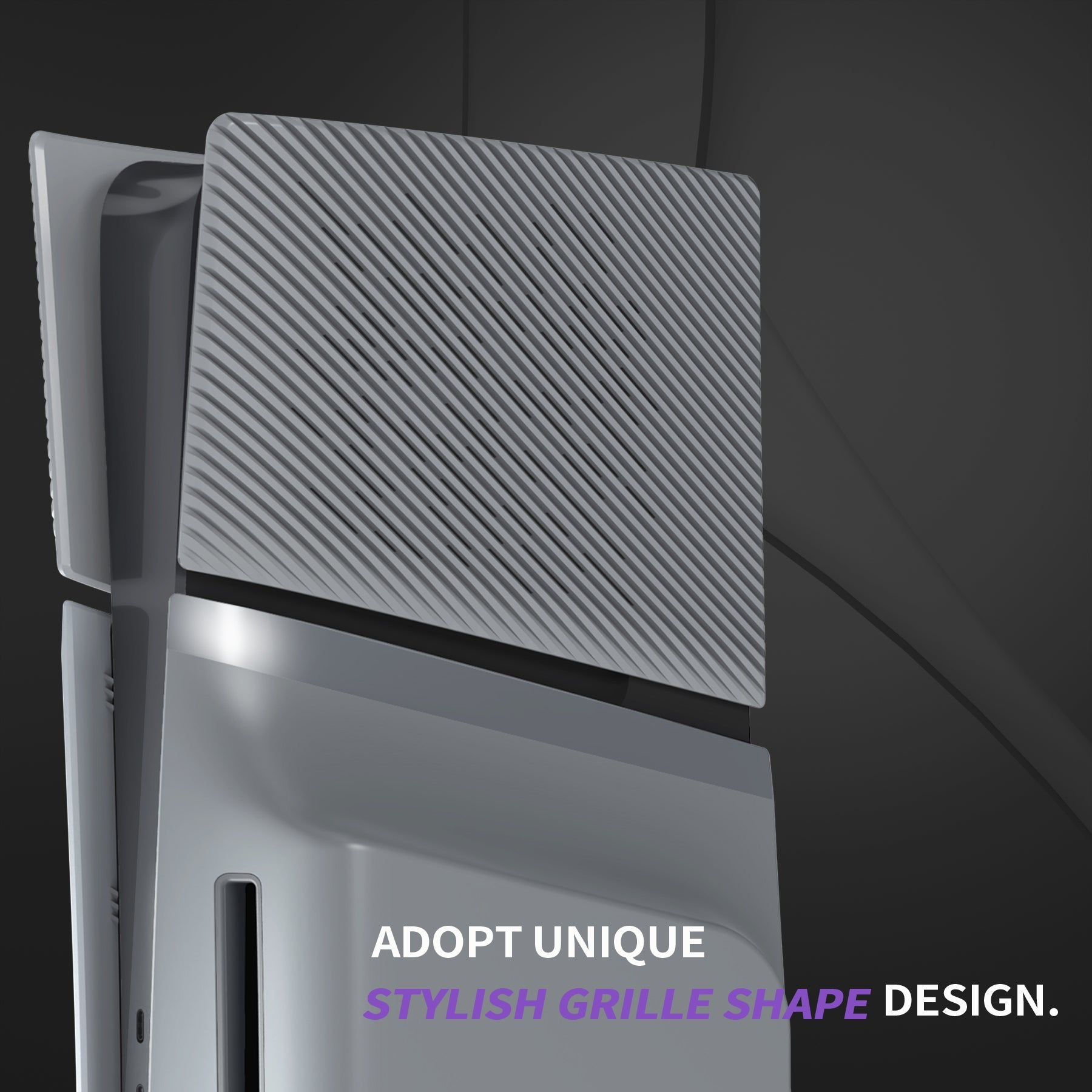 eXtremeRate eXcover Replacement Top Bottom Cover Side Panel with Cooling Vent for PS5 Slim Disc Edition Console - New Hope Gray eXtremeRate