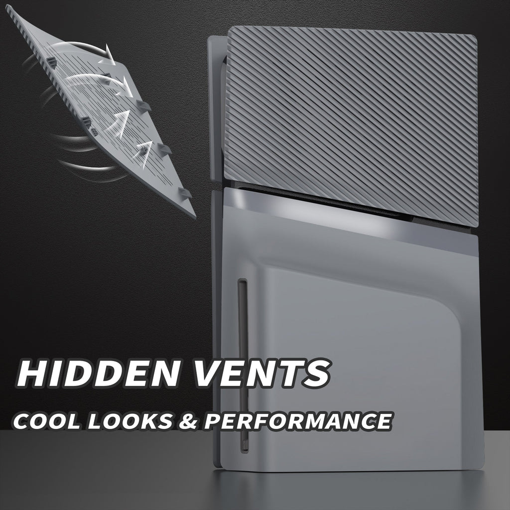 eXtremeRate eXcover Replacement Top Bottom Cover Side Panel with Cooling Vent for PS5 Slim Disc Edition Console - New Hope Gray eXtremeRate