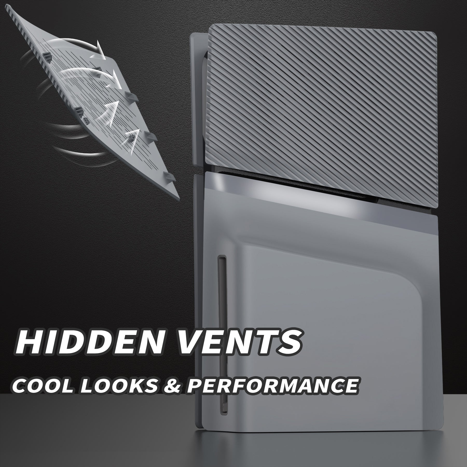 eXtremeRate eXcover Replacement Top Bottom Cover Side Panel with Cooling Vent for PS5 Slim Disc Edition Console - New Hope Gray eXtremeRate