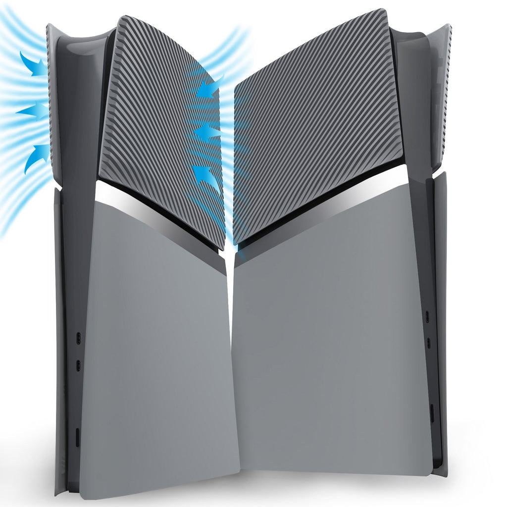 eXtremeRate eXcover Replacement Top Bottom Cover Side Panel with Cooling Vent for PS5 Slim Digital Edition Console - New Hope Gray eXtremeRate