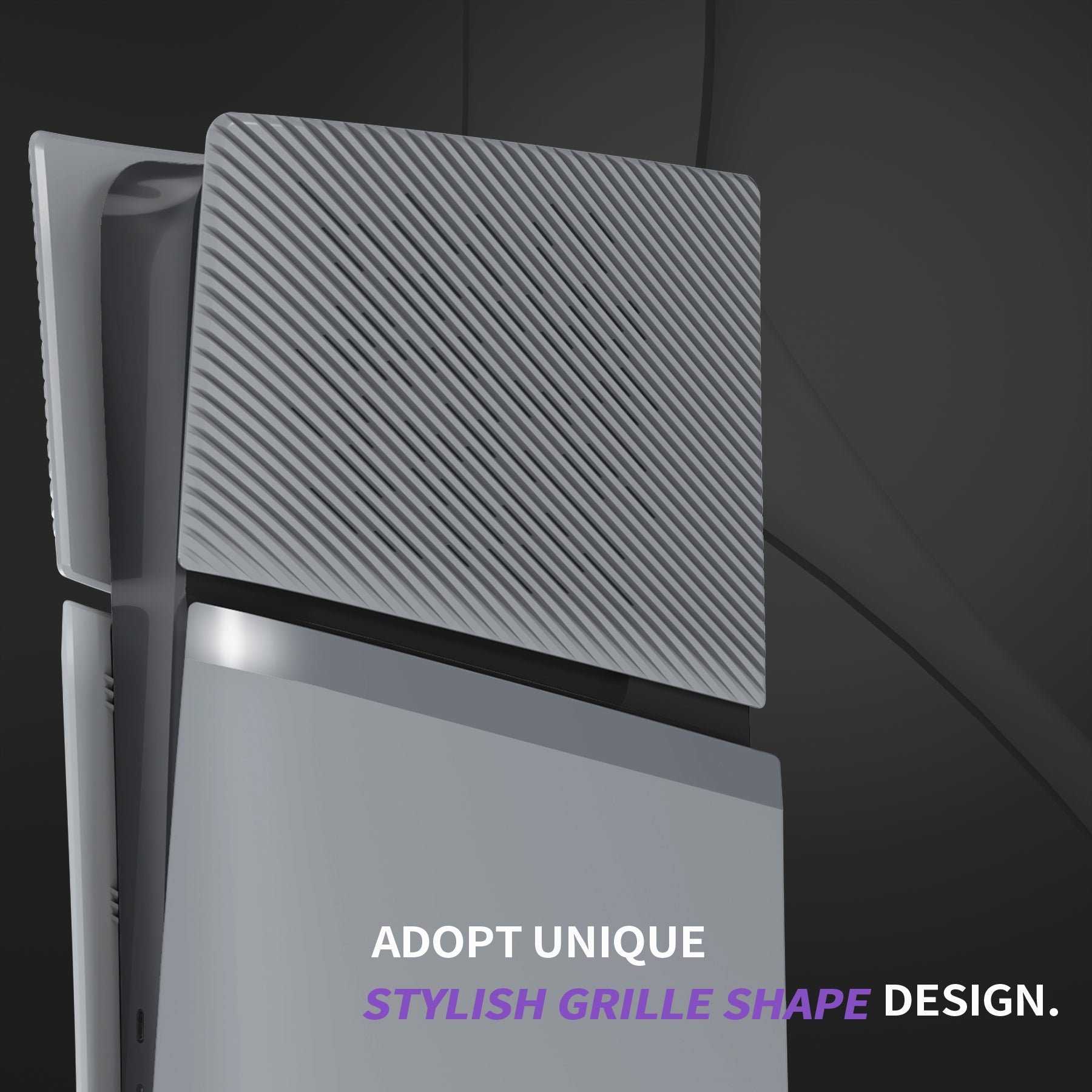 eXtremeRate eXcover Replacement Top Bottom Cover Side Panel with Cooling Vent for PS5 Slim Digital Edition Console - New Hope Gray eXtremeRate