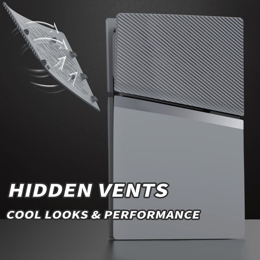 eXtremeRate eXcover Replacement Top Bottom Cover Side Panel with Cooling Vent for PS5 Slim Digital Edition Console - New Hope Gray eXtremeRate
