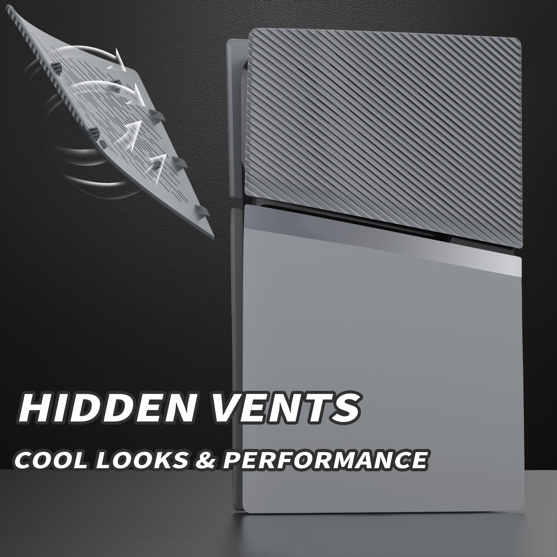 eXtremeRate eXcover Replacement Top Bottom Cover Side Panel with Cooling Vent for PS5 Slim Digital Edition Console - New Hope Gray eXtremeRate