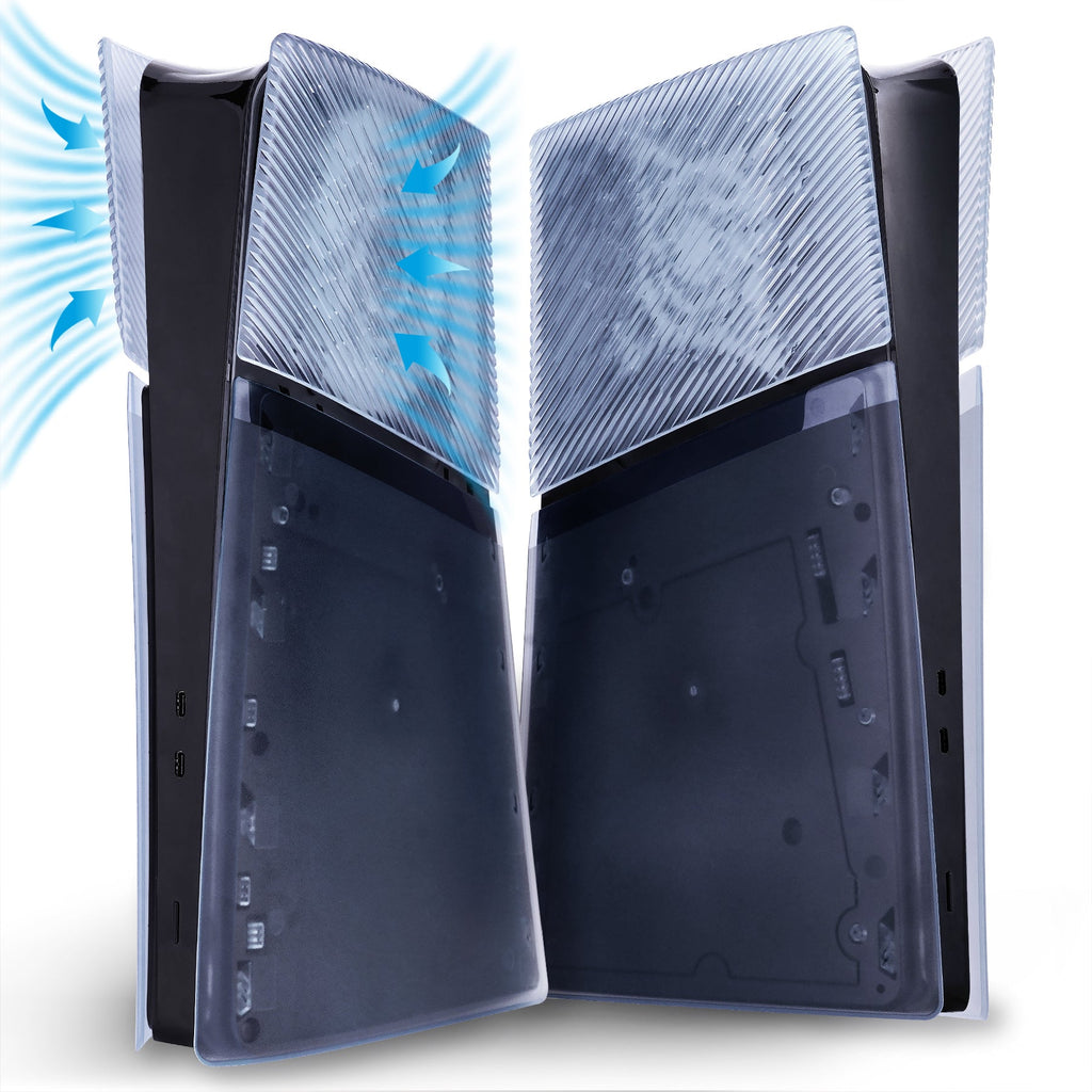 eXtremeRate eXcover Replacement Top Bottom Cover Side Panel with Cooling Vent for PS5 Slim Digital Edition Console - Clear Ice Blue eXtremeRate