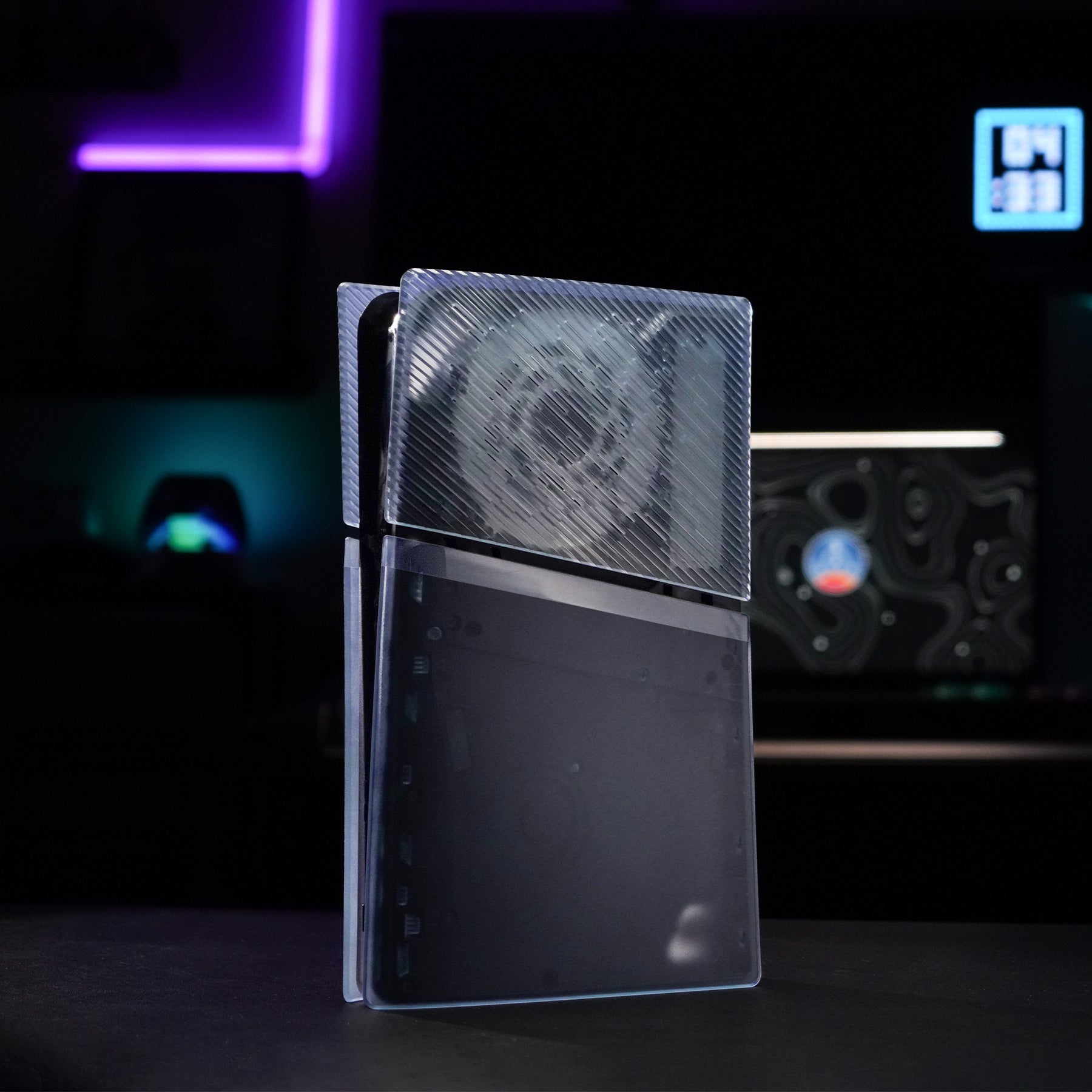 eXtremeRate eXcover Replacement Top Bottom Cover Side Panel with Cooling Vent for PS5 Slim Digital Edition Console - Clear Ice Blue eXtremeRate