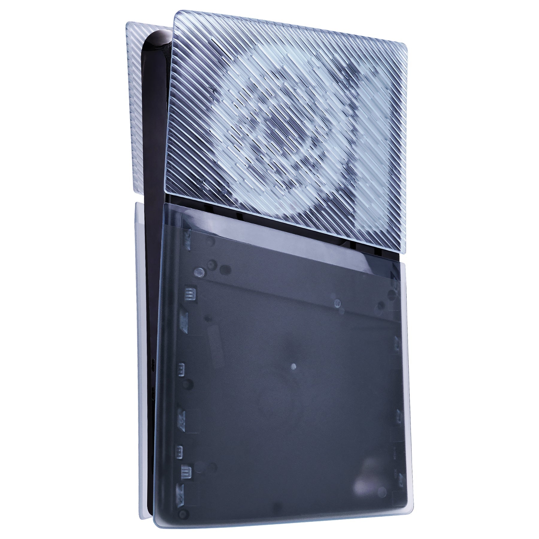 eXtremeRate eXcover Replacement Top Bottom Cover Side Panel with Cooling Vent for PS5 Slim Digital Edition Console - Clear Ice Blue eXtremeRate