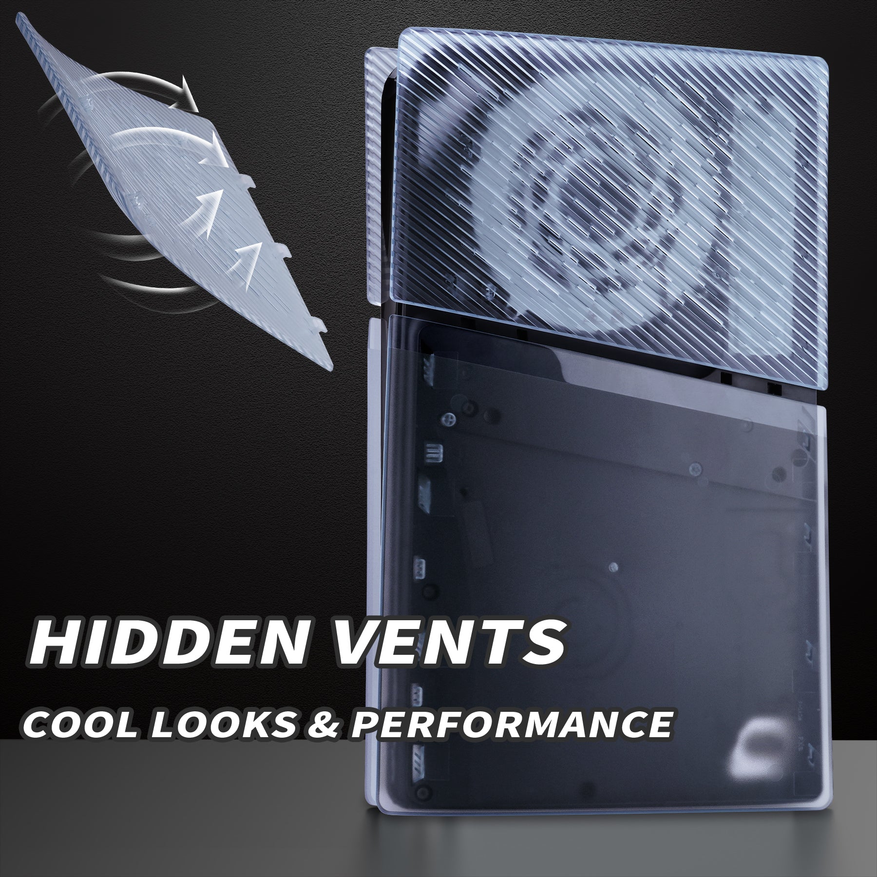eXtremeRate eXcover Replacement Top Bottom Cover Side Panel with Cooling Vent for PS5 Slim Digital Edition Console - Clear Ice Blue eXtremeRate