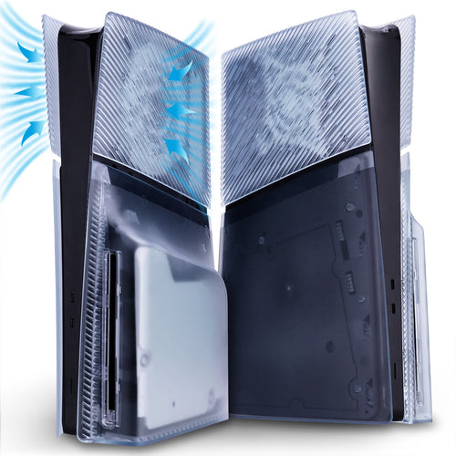 eXtremeRate eXcover Replacement Top Bottom Cover Side Panel with Cooling Vent for PS5 Slim Disc Edition Console - Clear Ice Blue eXtremeRate