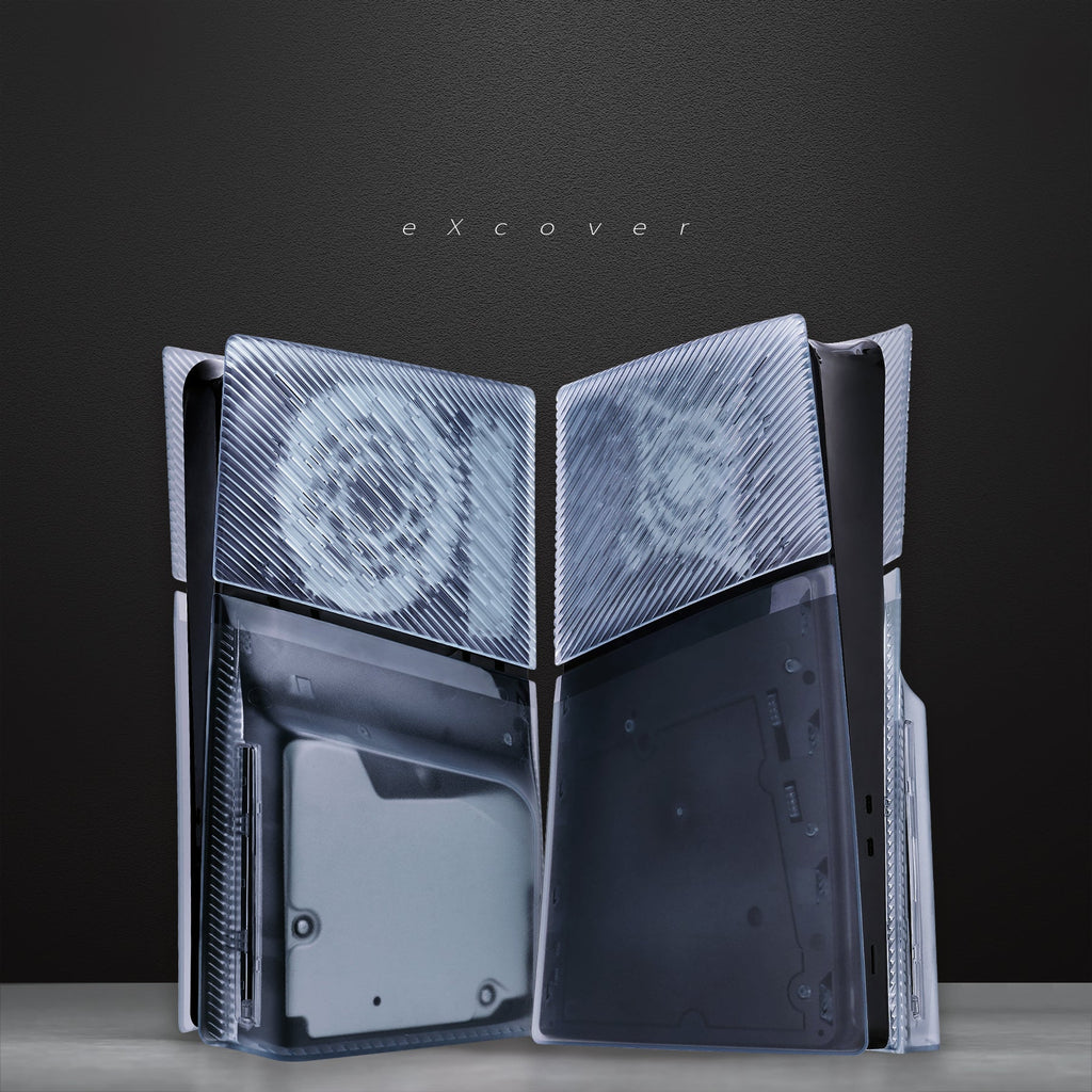 eXtremeRate eXcover Replacement Top Bottom Cover Side Panel with Cooling Vent for PS5 Slim Disc Edition Console - Clear Ice Blue eXtremeRate