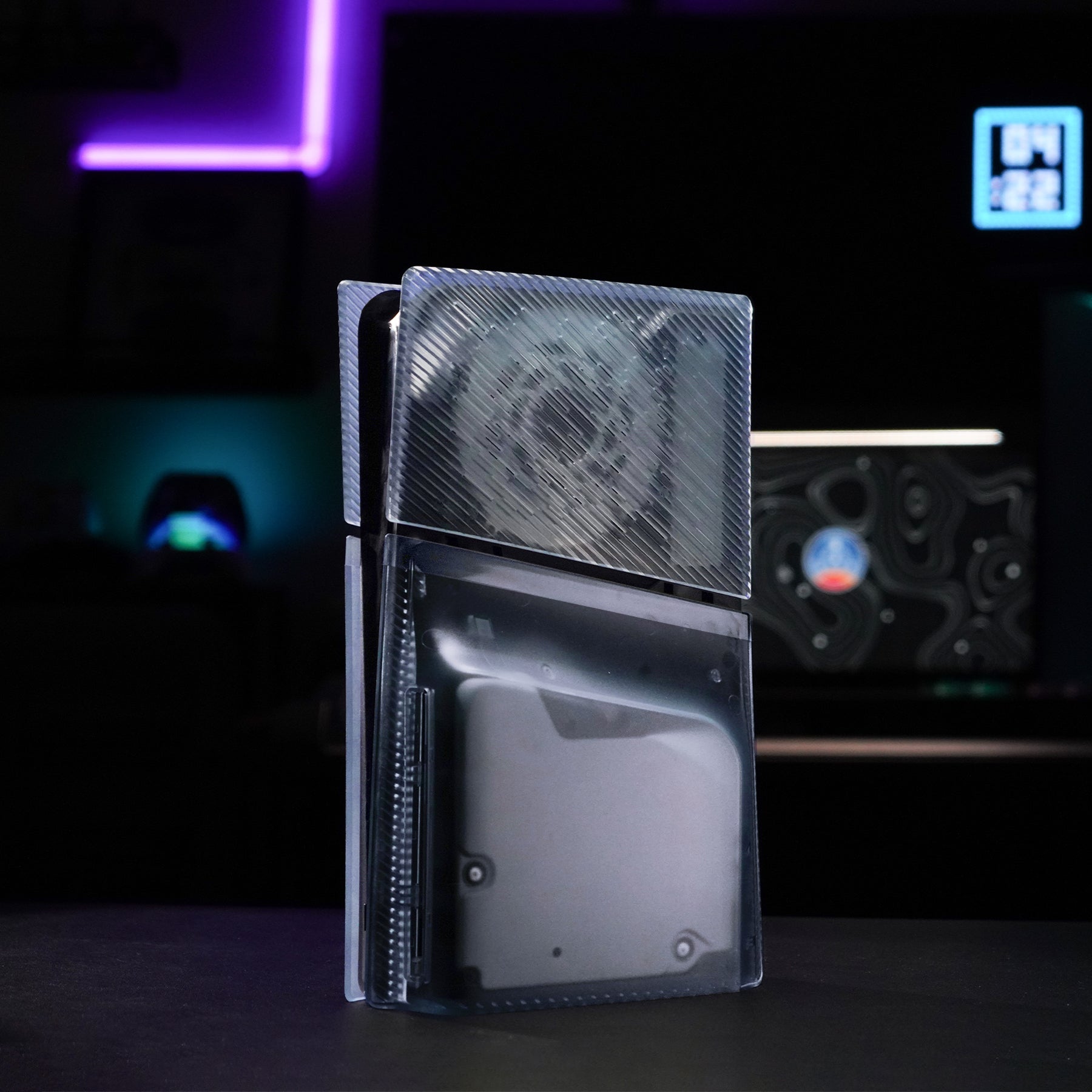 eXtremeRate eXcover Replacement Top Bottom Cover Side Panel with Cooling Vent for PS5 Slim Disc Edition Console - Clear Ice Blue eXtremeRate