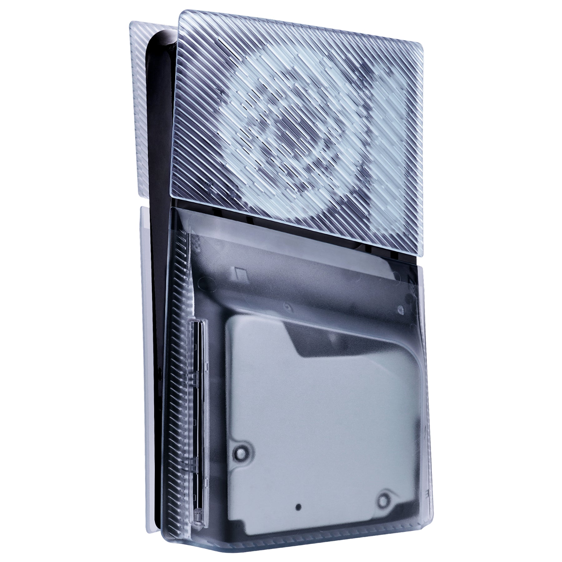 eXtremeRate eXcover Replacement Top Bottom Cover Side Panel with Cooling Vent for PS5 Slim Disc Edition Console - Clear Ice Blue eXtremeRate