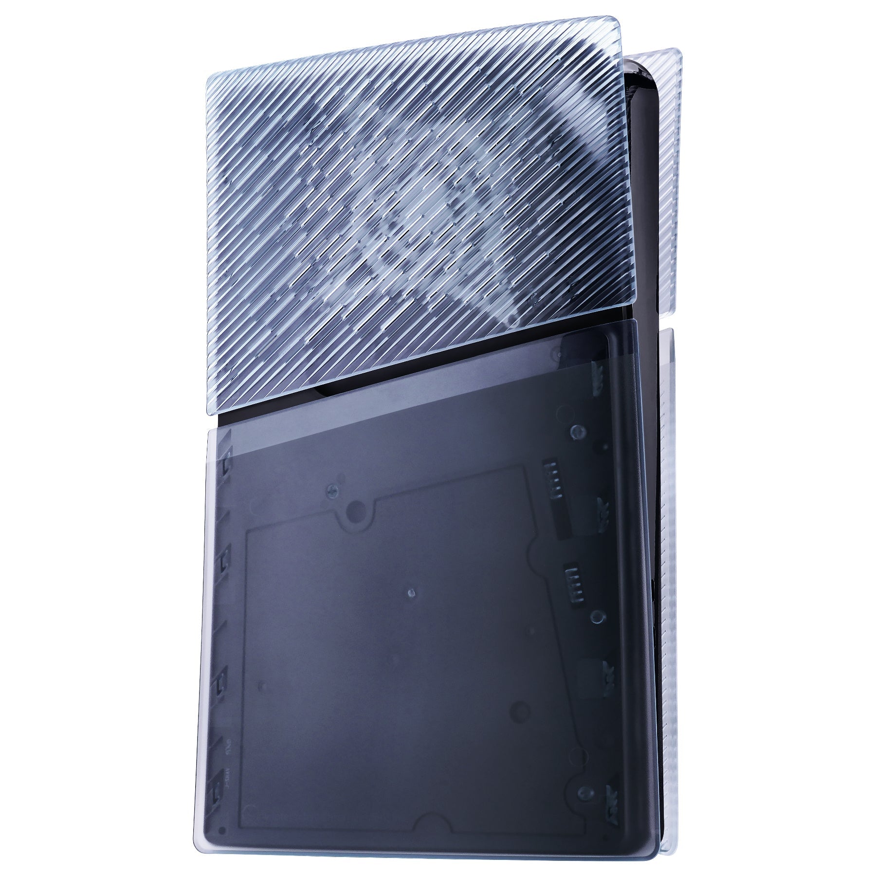 eXtremeRate eXcover Replacement Top Bottom Cover Side Panel with Cooling Vent for PS5 Slim Disc Edition Console - Clear Ice Blue eXtremeRate