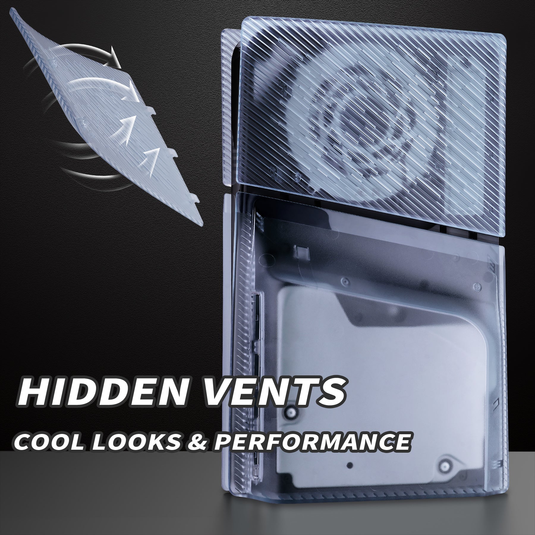 eXtremeRate eXcover Replacement Top Bottom Cover Side Panel with Cooling Vent for PS5 Slim Disc Edition Console - Clear Ice Blue eXtremeRate