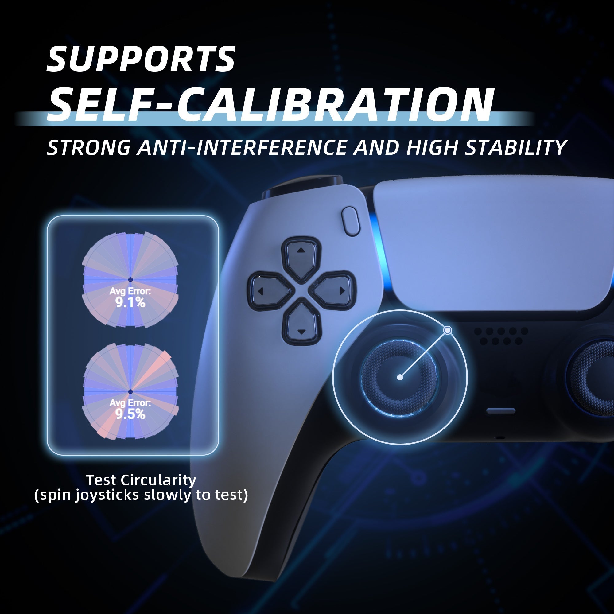 eXtremeRate eXhall Digital Calibrable Hall Effect Thumbstick Kit with Calibrate FPC Board for PS5 Controller - Blue 80gf eXtremeRate