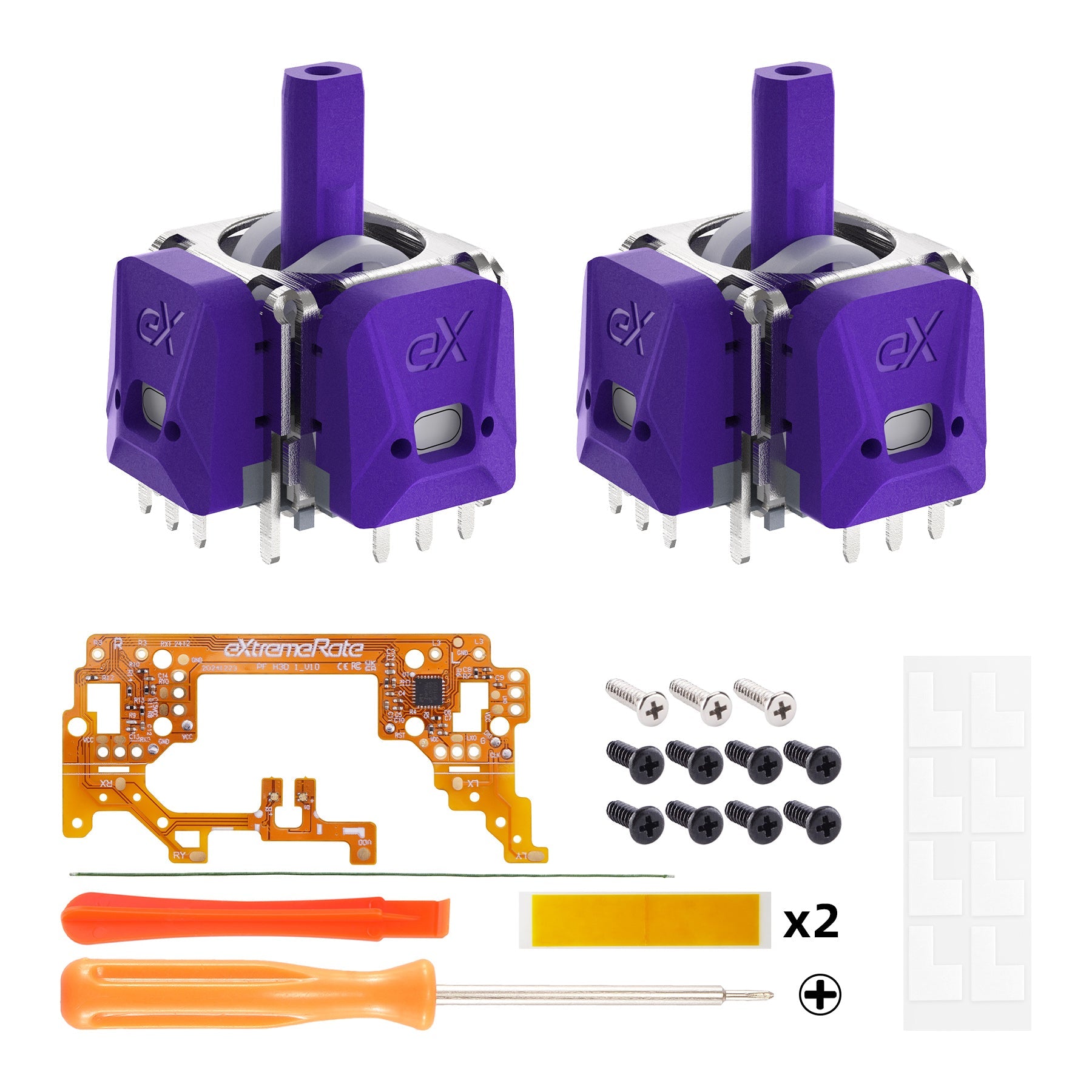 eXtremeRate eXhall Digital Calibrable Hall Effect Thumbstick Kit with Calibrate FPC Board for PS5 Controller - Purple 120gf eXtremeRate