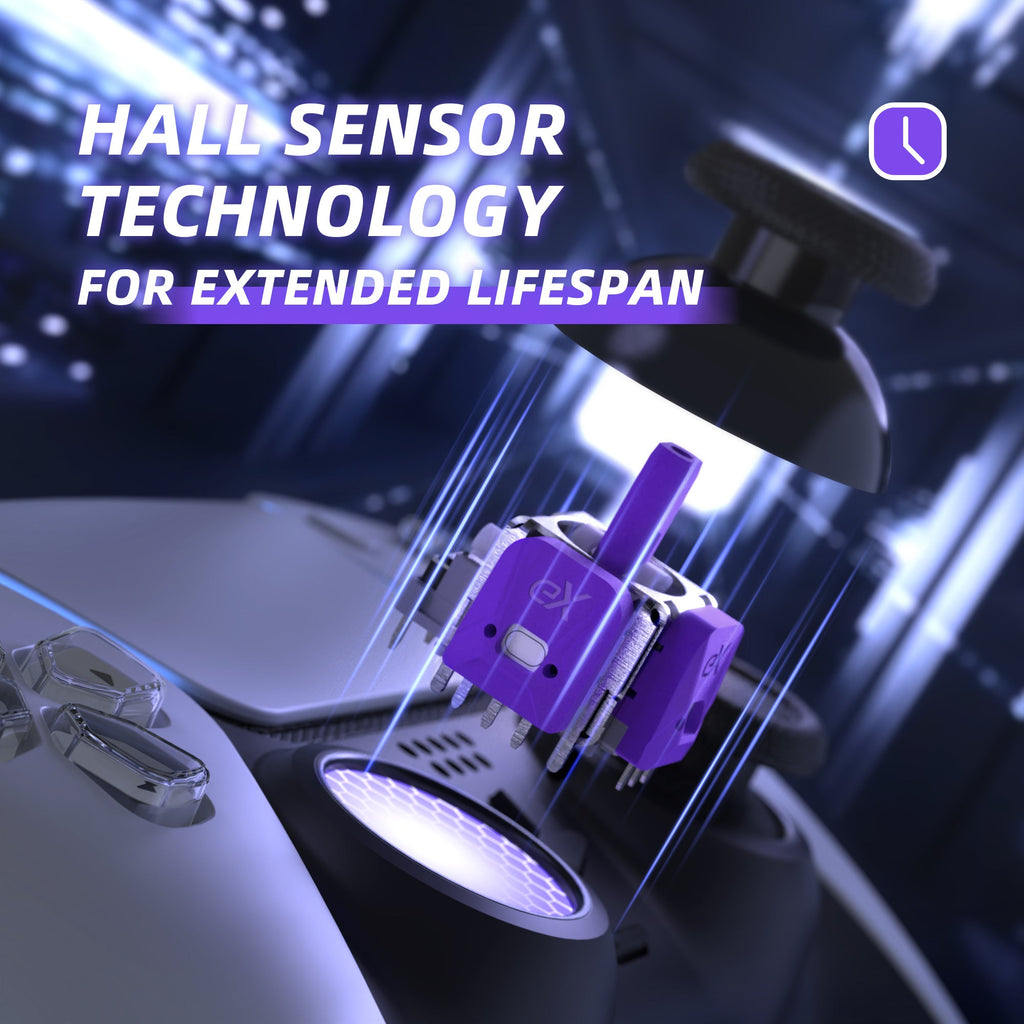 eXtremeRate eXhall Digital Calibrable Hall Effect Thumbstick Kit with Calibrate FPC Board for PS5 Controller - Purple 120gf eXtremeRate