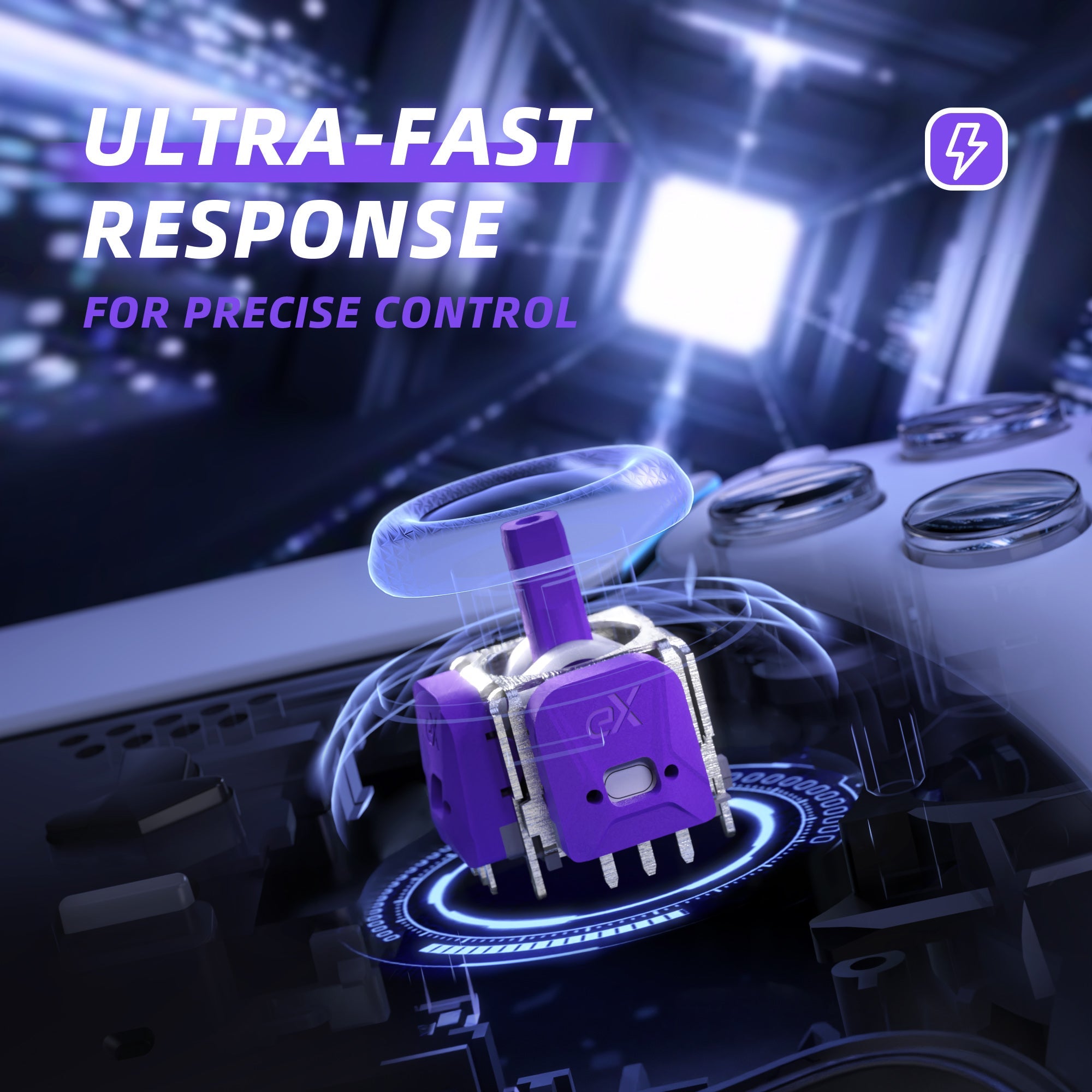 eXtremeRate eXhall Digital Calibrable Hall Effect Thumbstick Kit with Calibrate FPC Board for PS5 Controller - Purple 120gf eXtremeRate