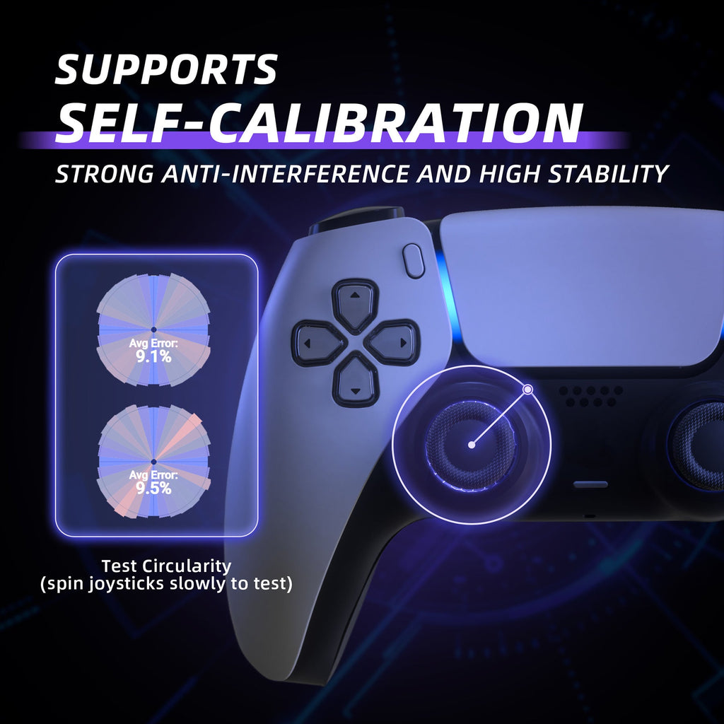 eXtremeRate eXhall Digital Calibrable Hall Effect Thumbstick Kit with Calibrate FPC Board for PS5 Controller - Purple 120gf eXtremeRate